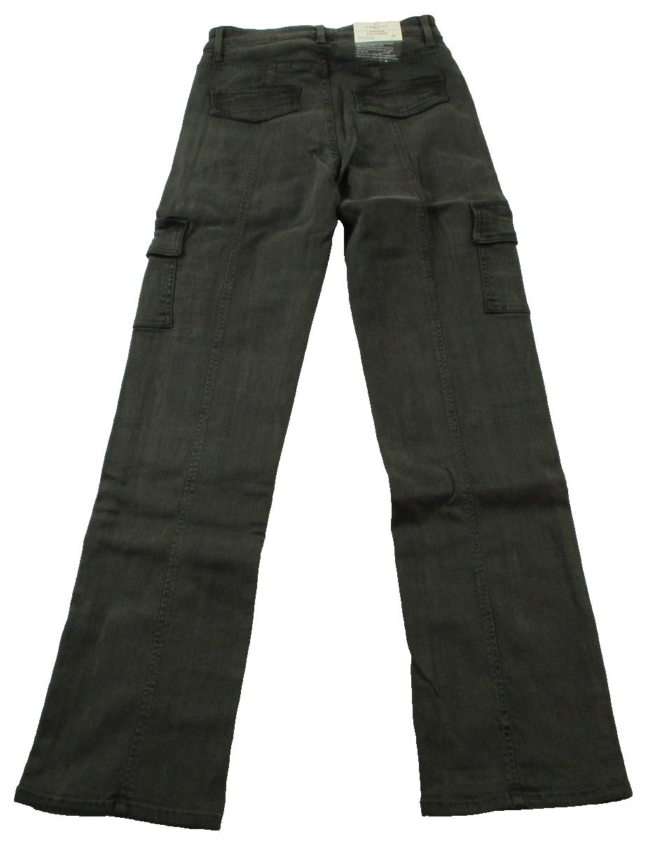 Fidelity Denim Panther Full Cargo Jeans Womens 26 Deep Sage Green Made USA 14611