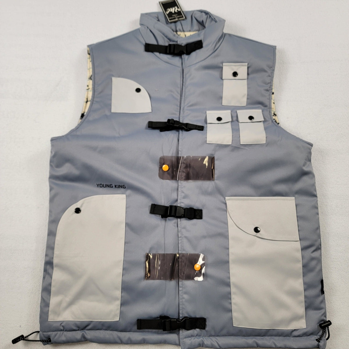 The Hideout Clothing x YK Osiris Young King Gray Tech Utility Vest L NWT9