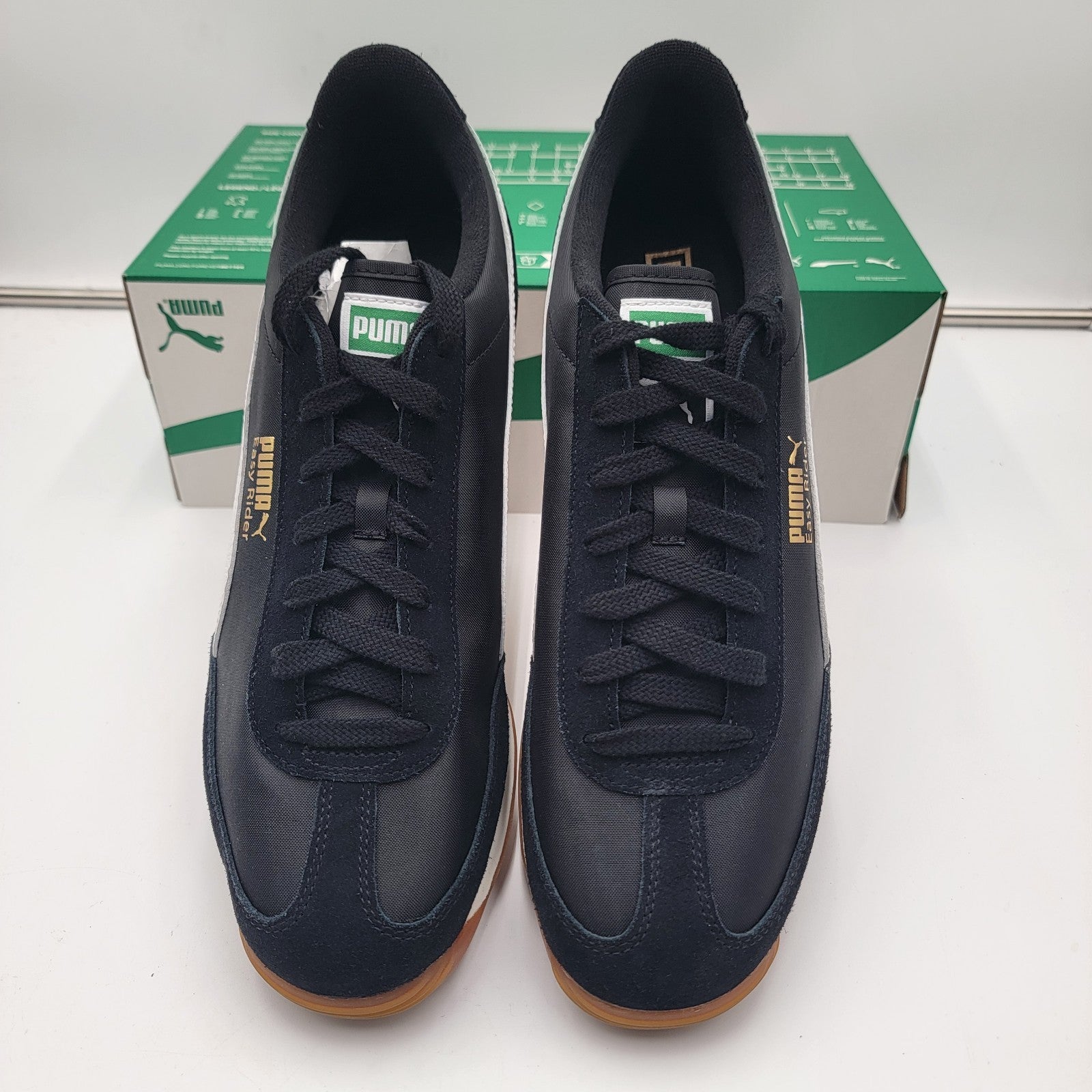 Men's PUMA Easy Rider Vintage Athletic Shoes Black/White Sz 123