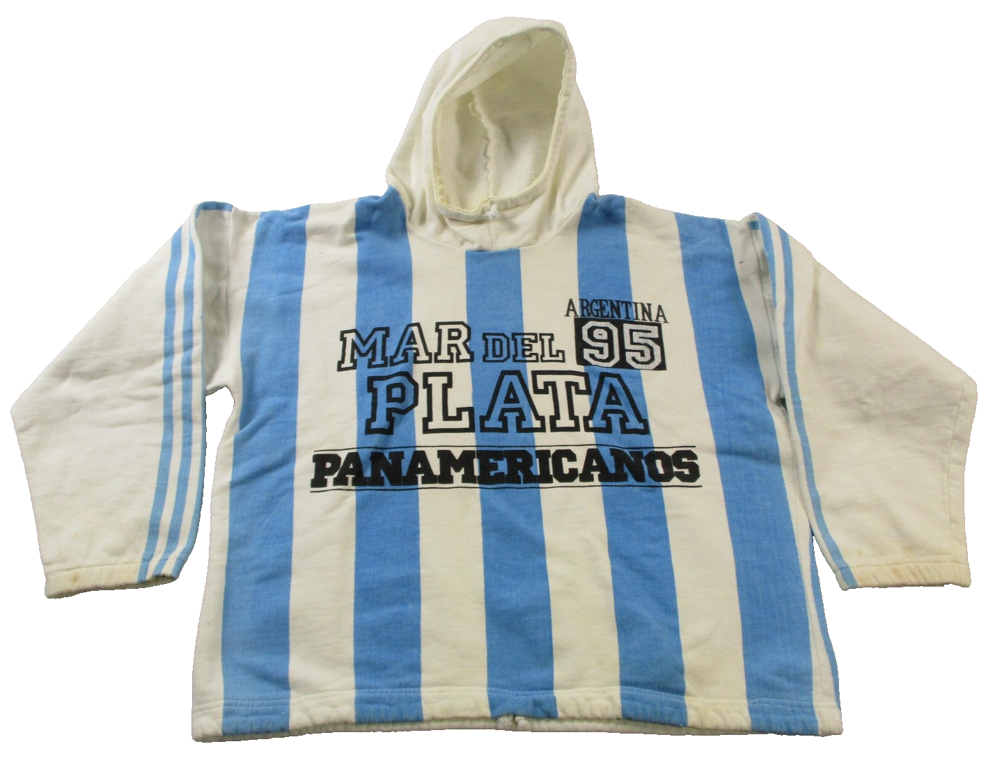 Vintage Argentina Hoodie Mens Medium Blue Stripe Mar Del Plata 95 Panamericanos0