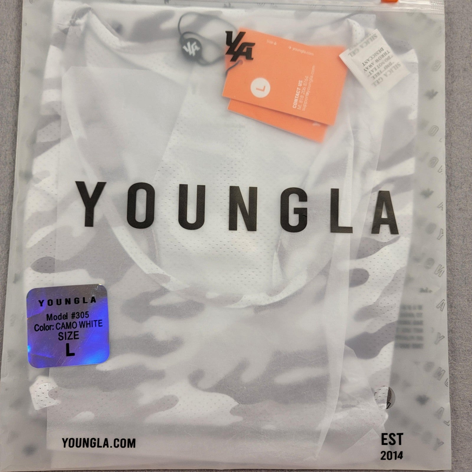 YoungLA Tank Top Mens Large White Camo Mesh Racerback Athletic Gym Model 3057