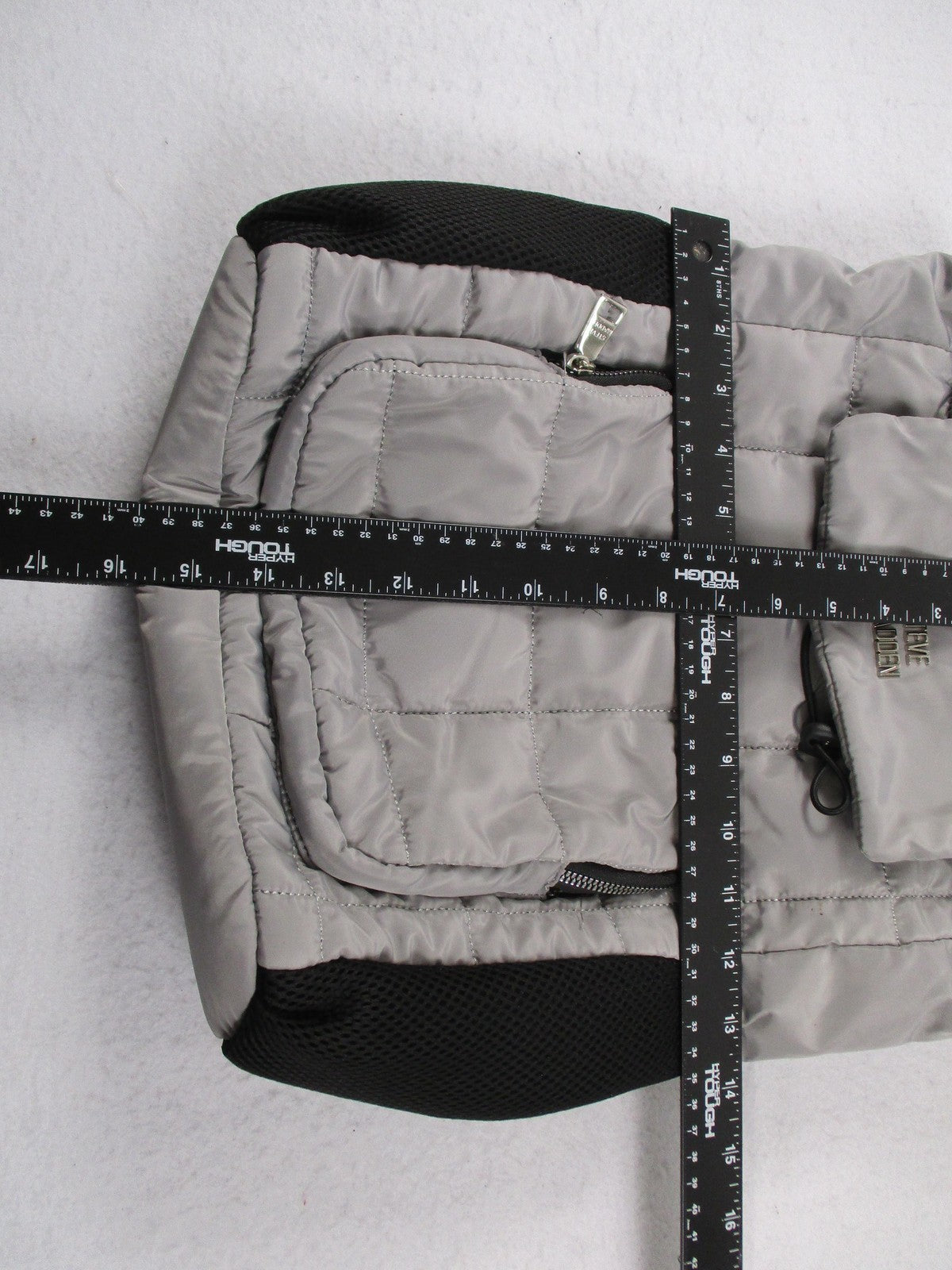 Steve Madden Backpack Womens Medium Gray Quilted Drawstring Travel Bag Pockets9