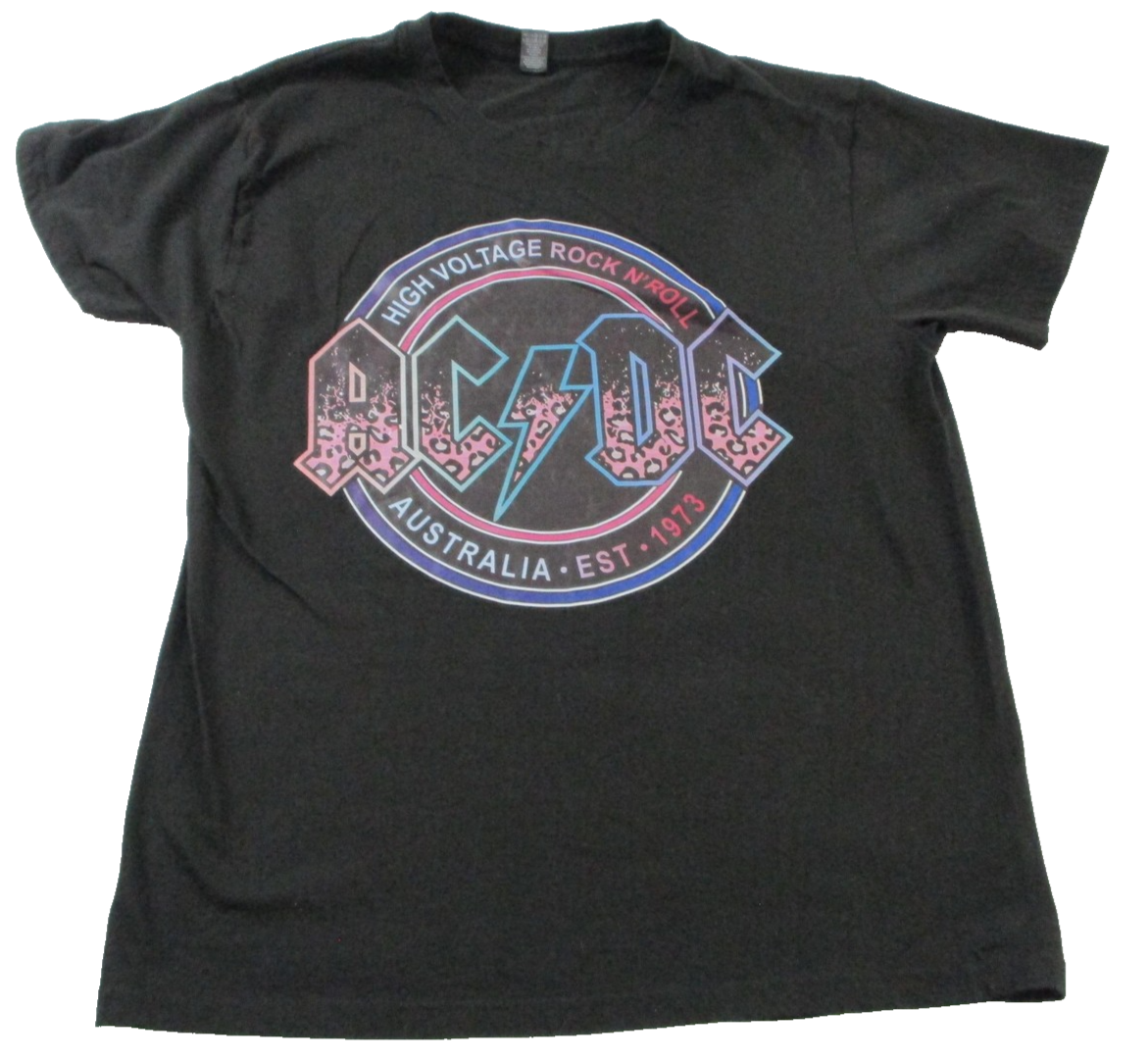 Shirt Womens Large Black AC/DC High Voltage Rock N Roll Band Graphic Tee 15780