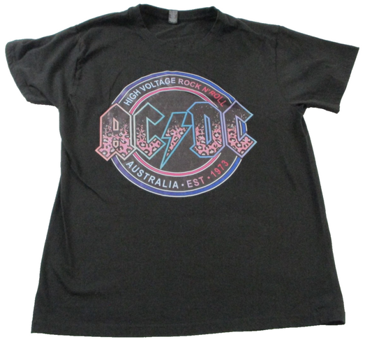 Shirt Womens Large Black AC/DC High Voltage Rock N Roll Band Graphic Tee 15780