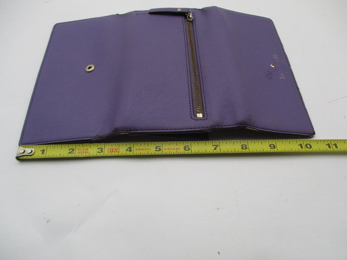 Kate Spade Wallet Womens One Size Purple Leather Zip Trifold ID Window12