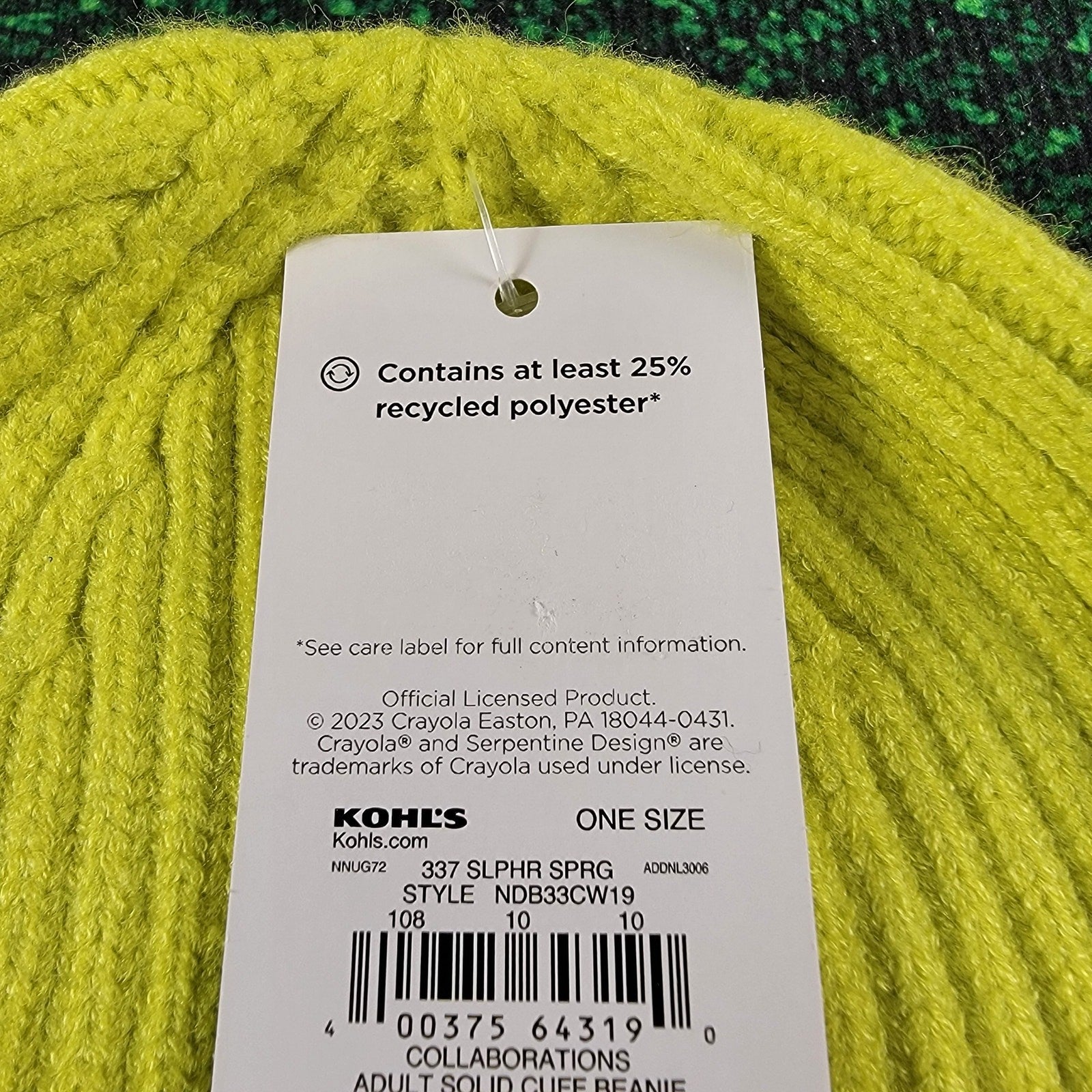 Crayola x Kohls Scarf, Hat and Gloves Winter Bundle Sulphur Green 4