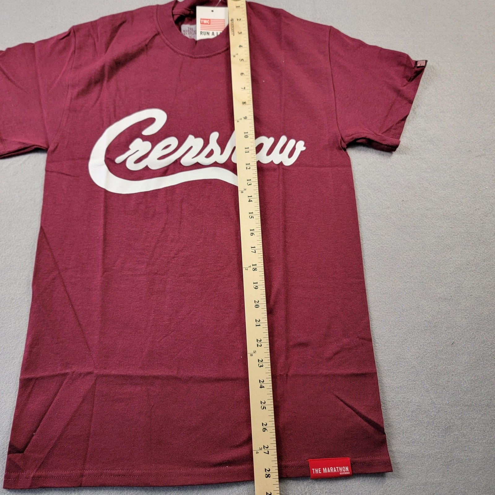 The Marathon Clothing Shirt Mens Small Burgundy Crenshaw Graphic Tee TMC Script7