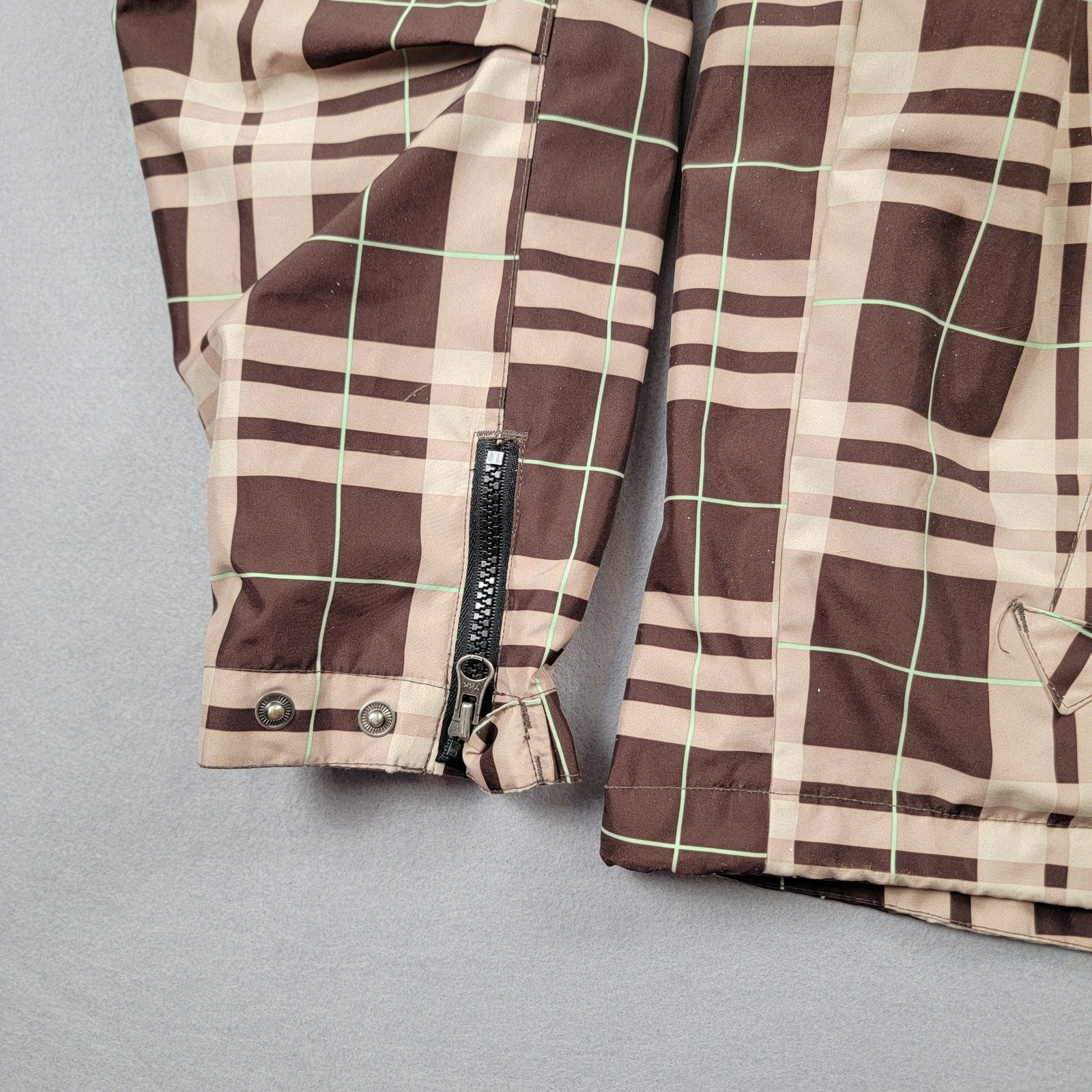Sessions Terrain Series RECCO Plaid Snowboard Ski Jacket Men’s XL Brown Beige7