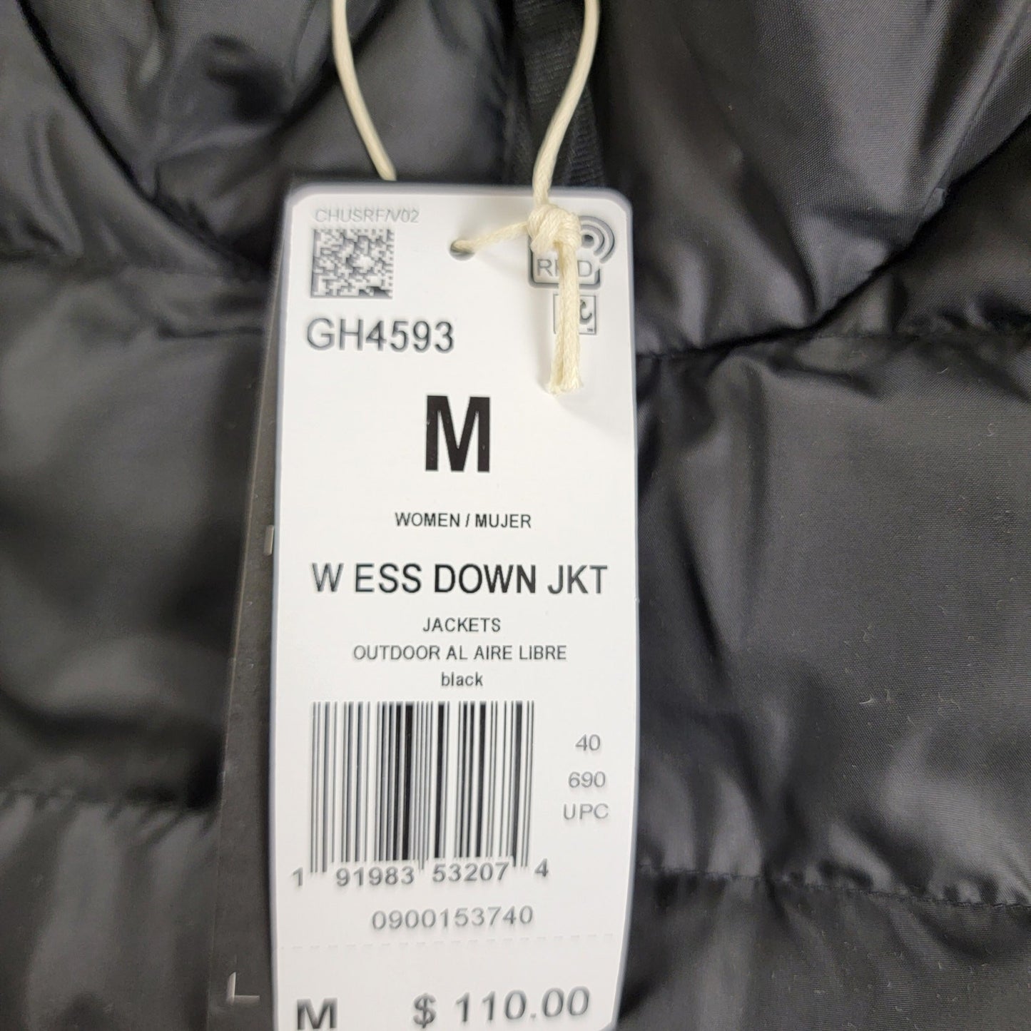 Adidas Womens Down Jacket w Hood Black Sz M GH4593 3