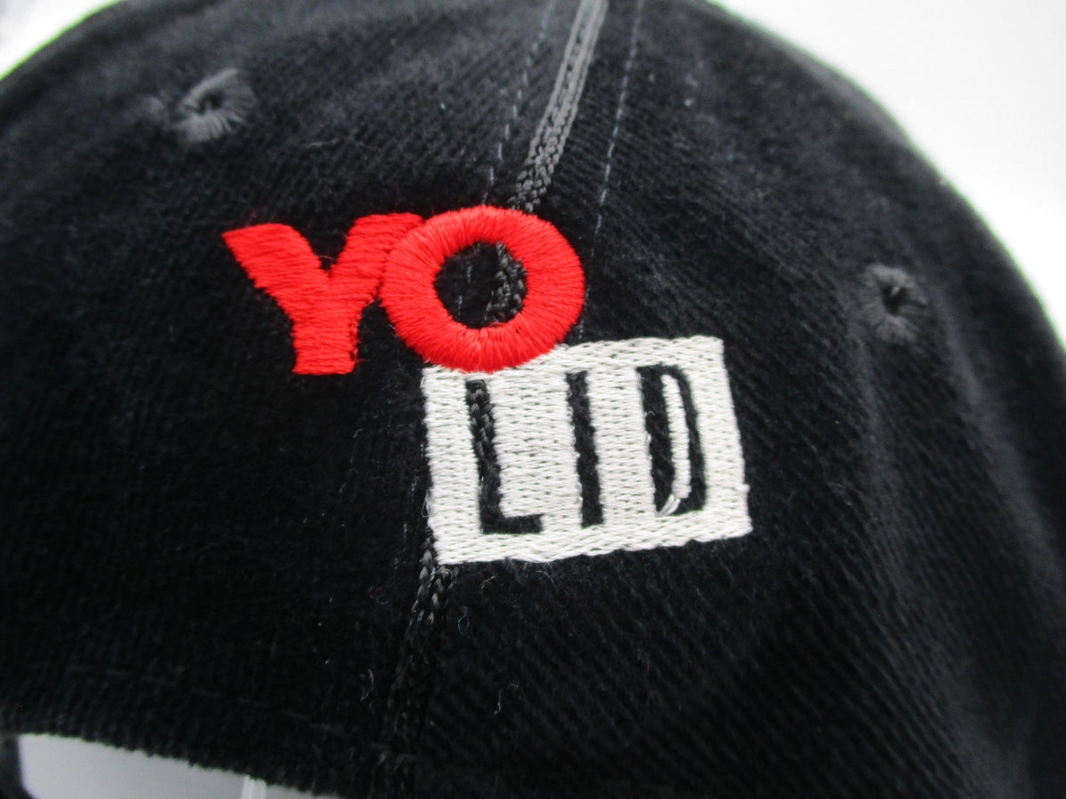 Yo Lid Hat Cap Snap Back Mens One Size Black Yo Wats Up Cartoon Embroidered5