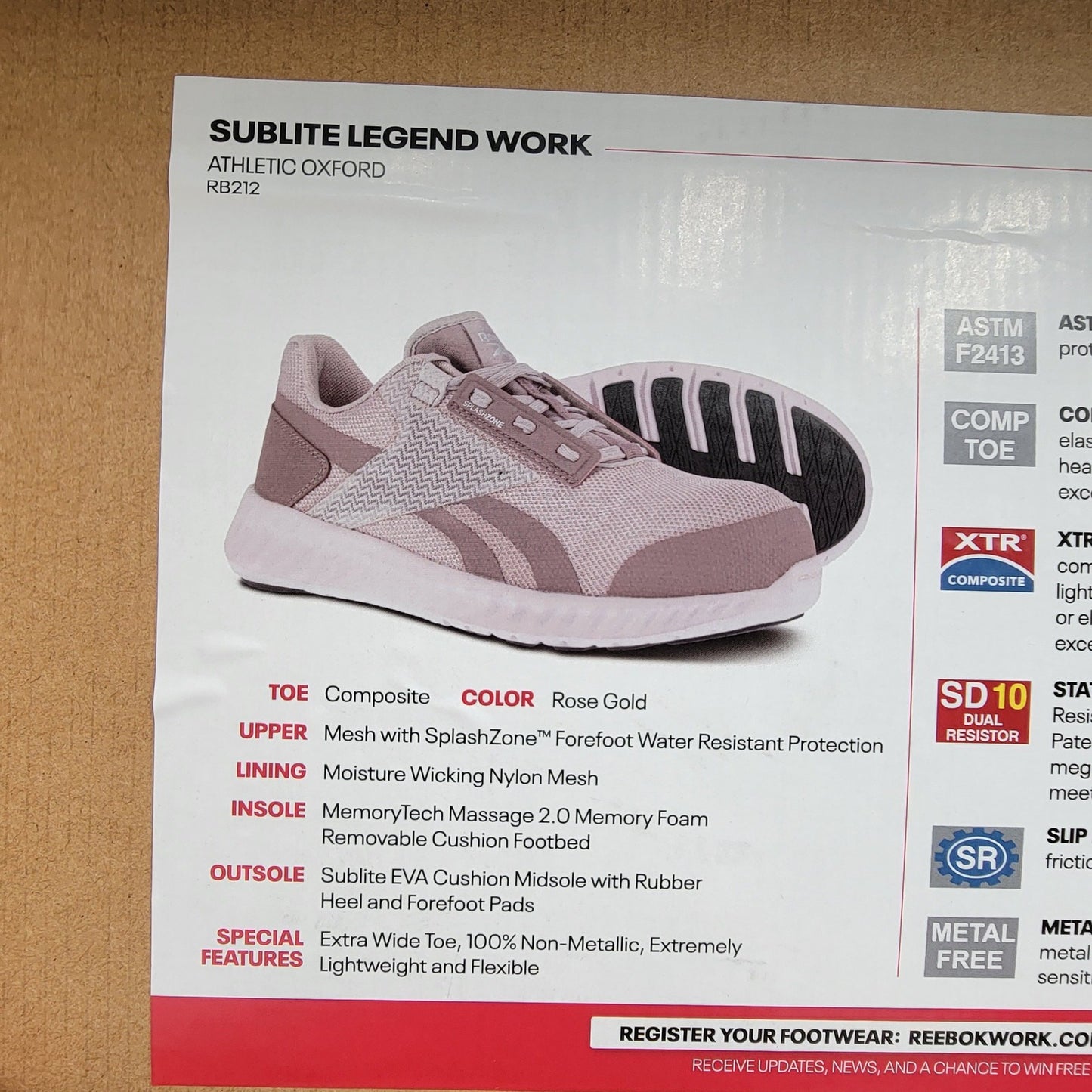 Reebok Sublite Legend CT Athletic Work Shoe Rose Wm Sz 5.5M RB2129