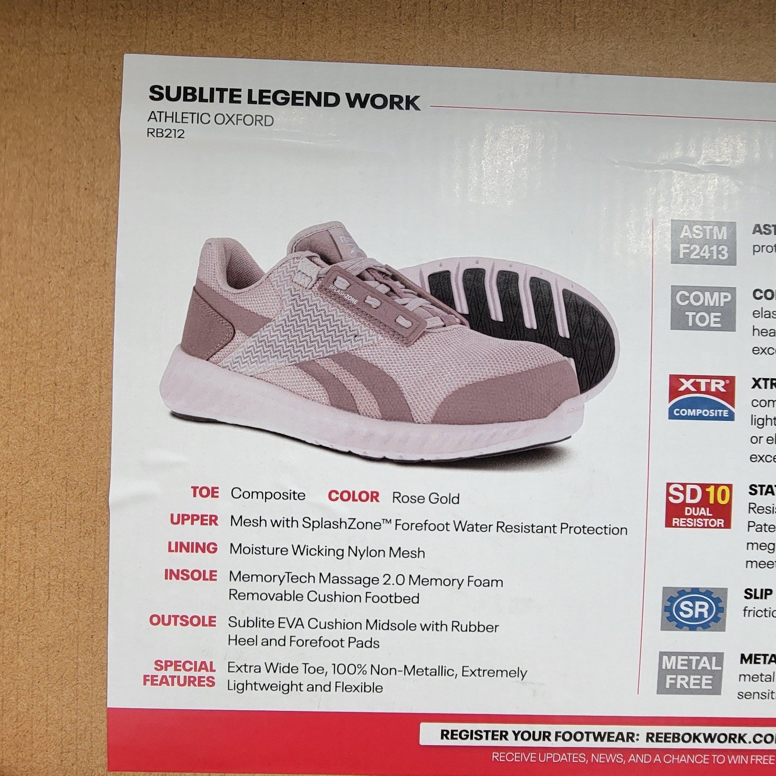 Reebok Sublite Legend CT Athletic Work Shoe Rose Wm Sz 5.5M RB2129