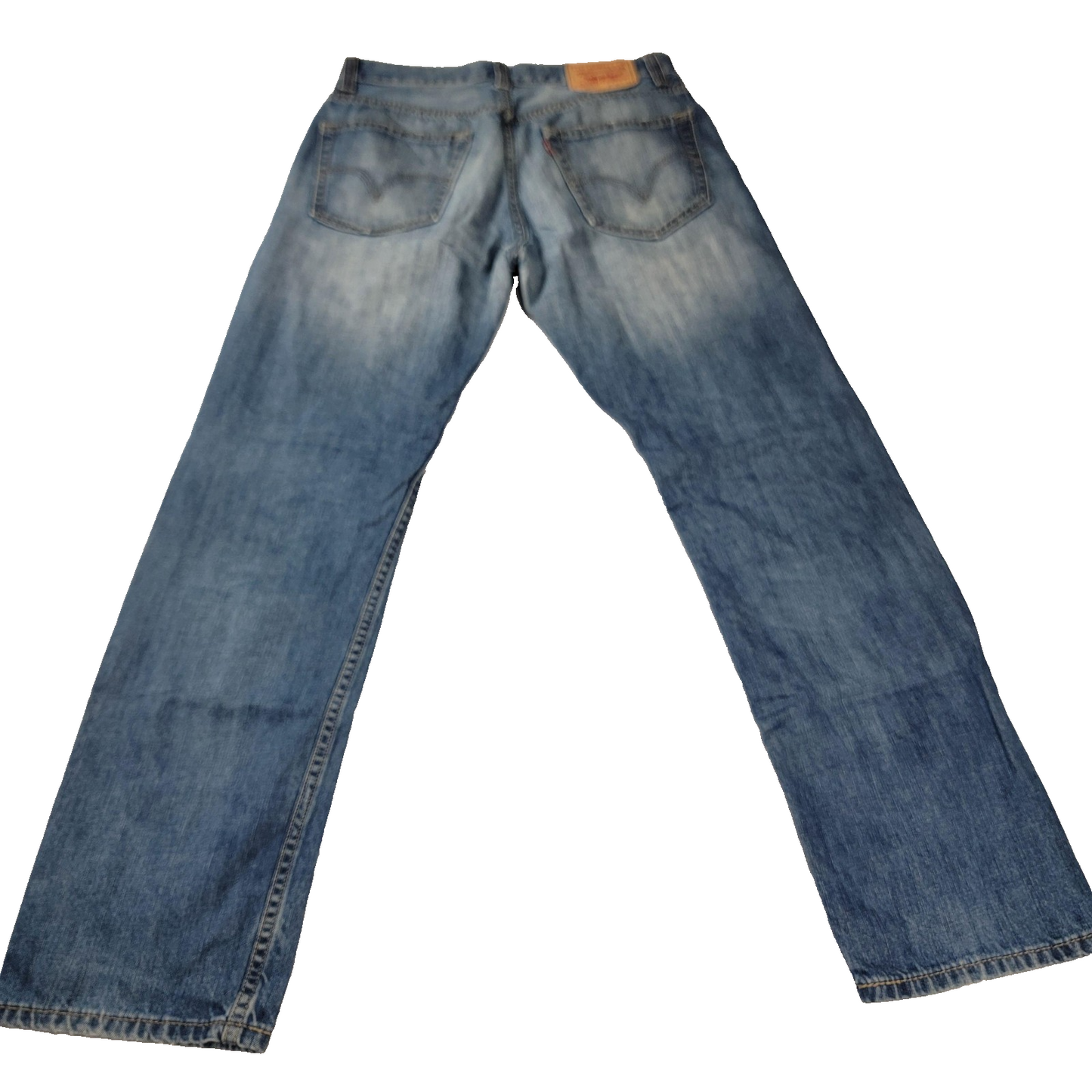 Levis 505 Jeans Mens 32x32 Straight Fit Denim Classic Medium Wash Distressed 9611