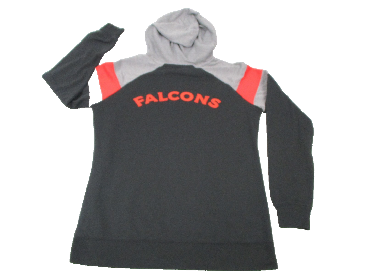 Atlanta Falcons Sweatshirt Womens Medium Gray Black NFL Football Hoodie Pullover1