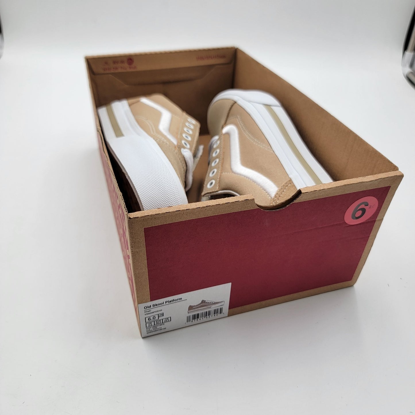 VANS PREMIUM Junior Old Skool Platform Sz 6 Khaki Suede & Canvas VN0009PDKHK NIB9