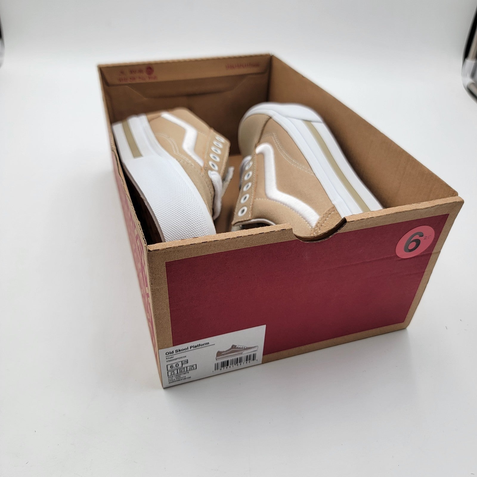 VANS PREMIUM Junior Old Skool Platform Sz 6 Khaki Suede & Canvas VN0009PDKHK NIB9