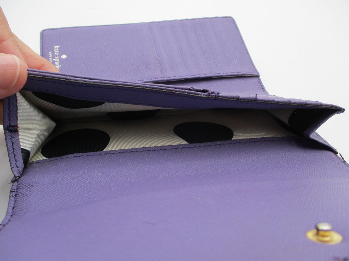 Kate Spade Wallet Womens One Size Purple Leather Zip Trifold ID Window8