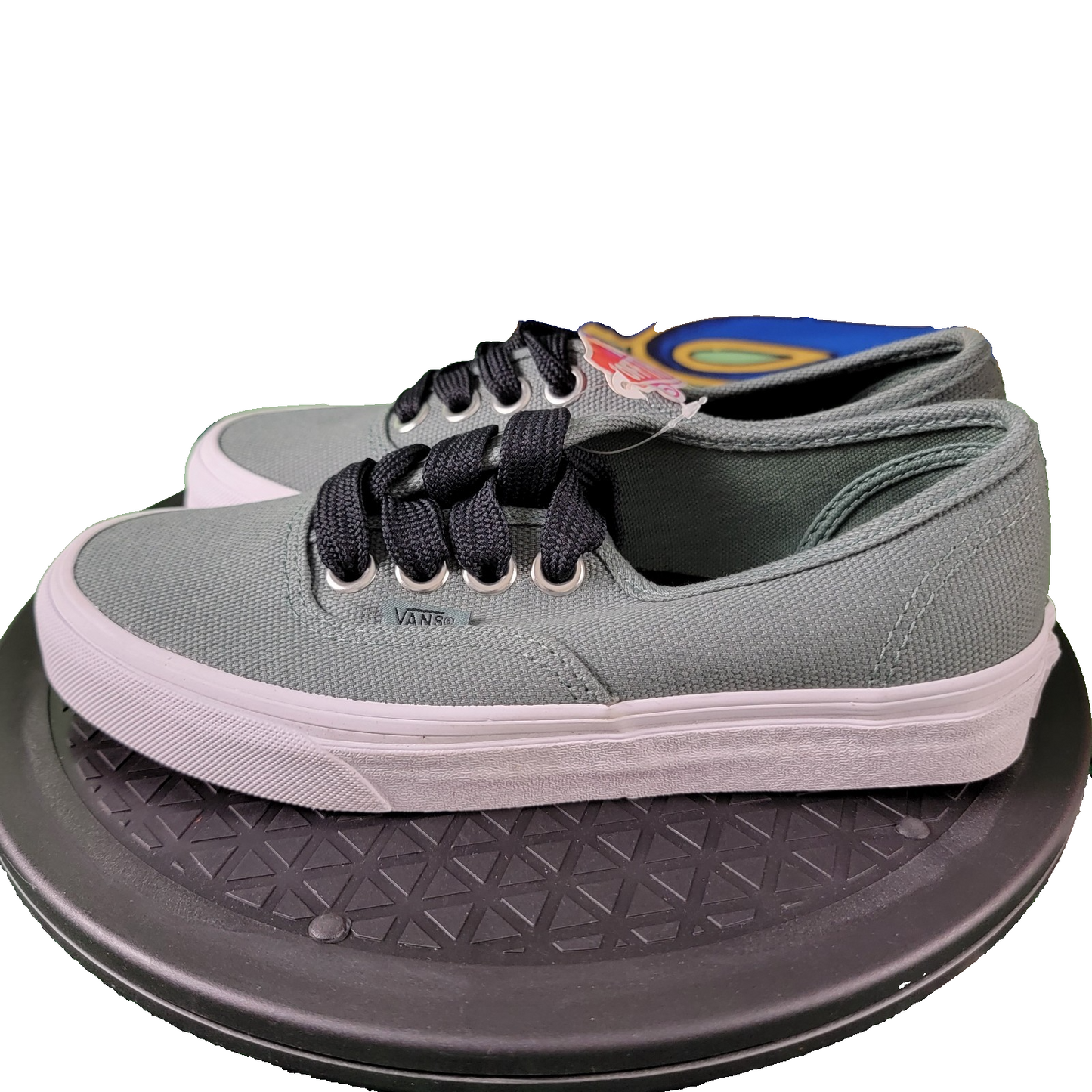 Vans Authentic (Oversize Laces) Women’s 6.5 Men 5 Green Black Canvas Skate Shoes2
