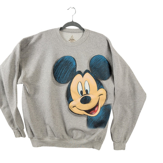  Vintage Disney Mickey Mouse Sweatshirt XL Gray Hanes Disneyland 90s Style