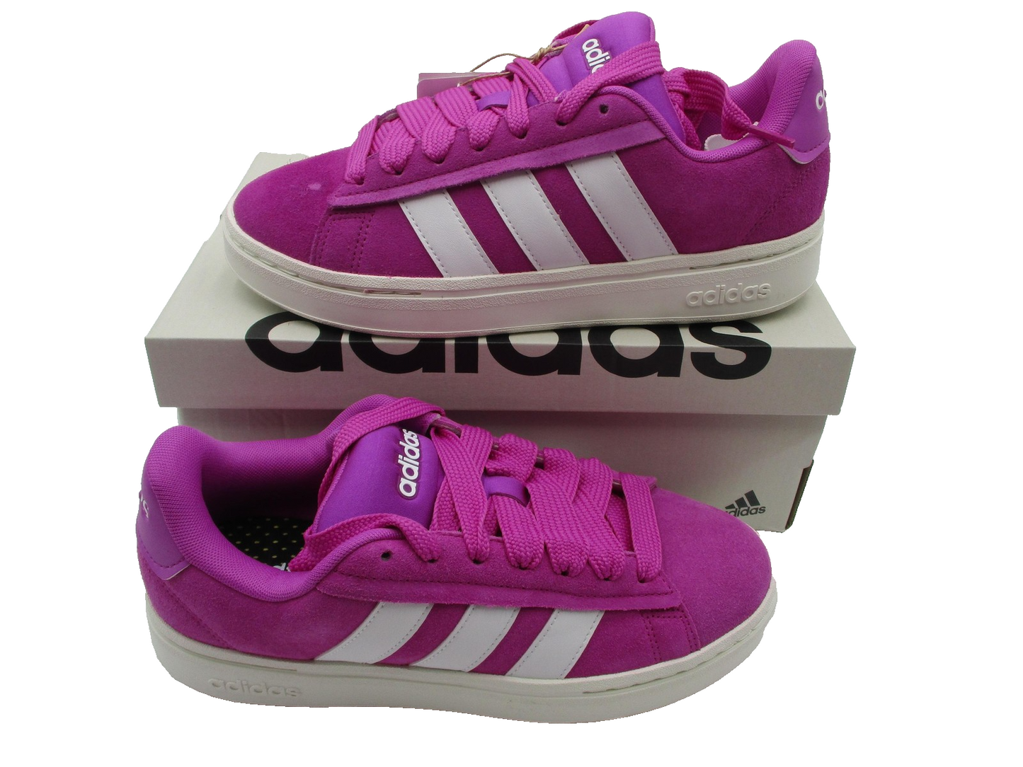 Adidas Grand Court Alpha 00s Shoes Womens Size 8.5 Pink Suede Cloudfoam JH72312
