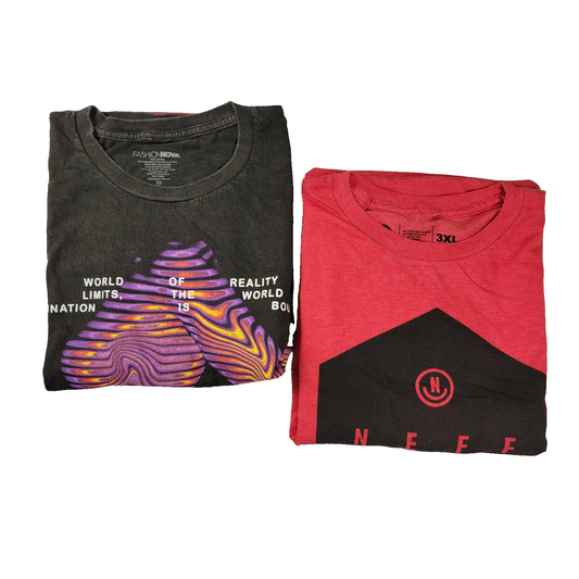 2 PK Neff Red TShirt Skateboarding & Fashion Nova Black Sz 3XL