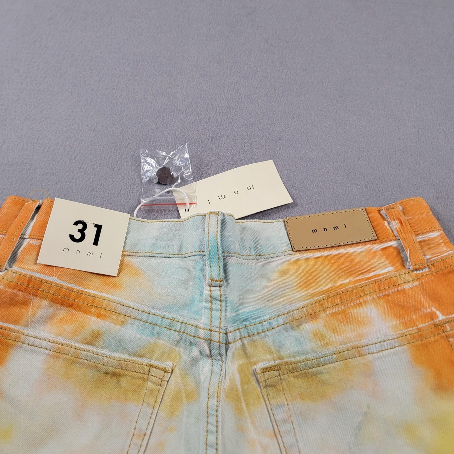 mnml B412 Flare Denim Jeans Womens 31 Tie Dye Multicolor Distressed Flared