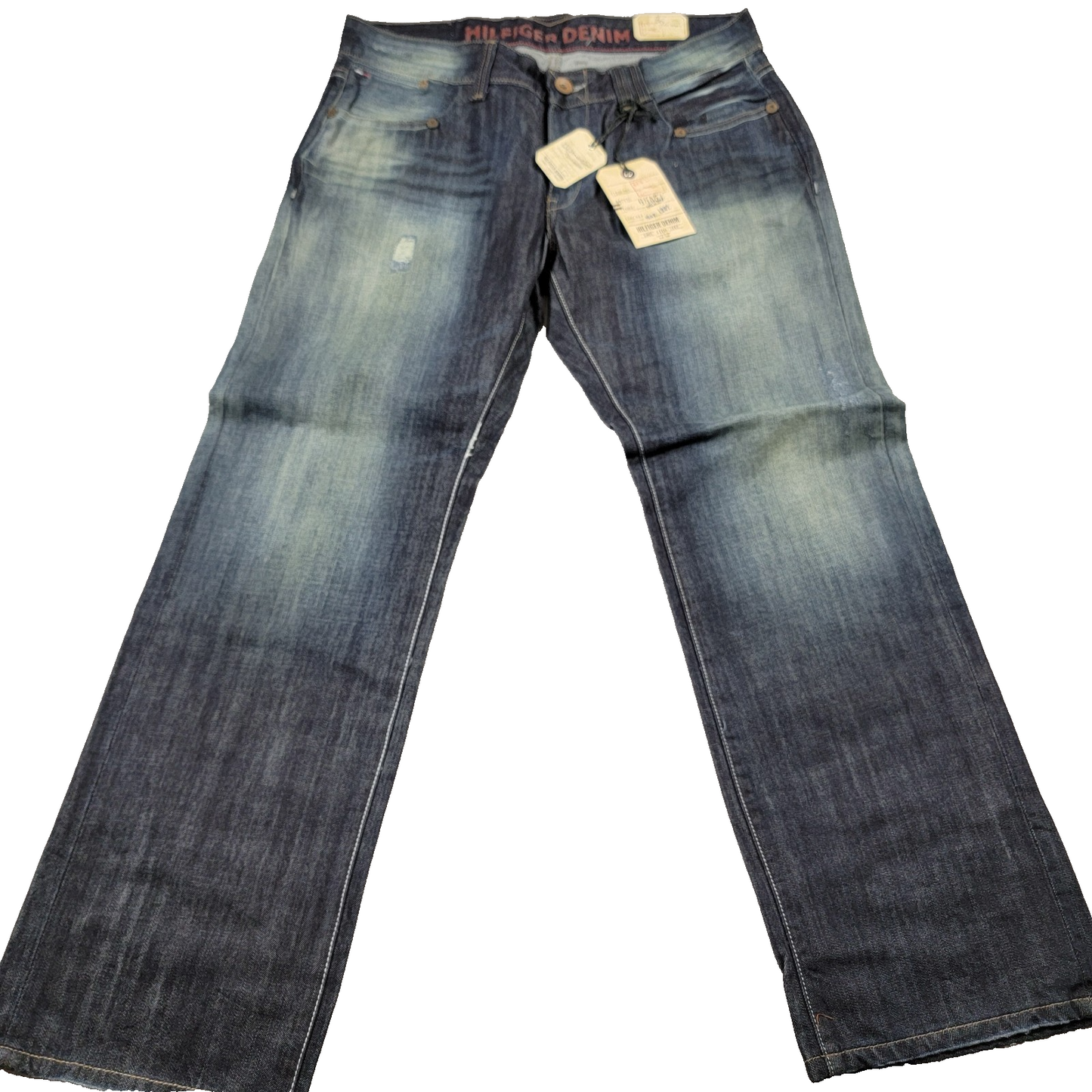 Tommy Hilfiger Denim Jeans W36 L32 Blue Destruction Abrasion Straight Leg NWT0