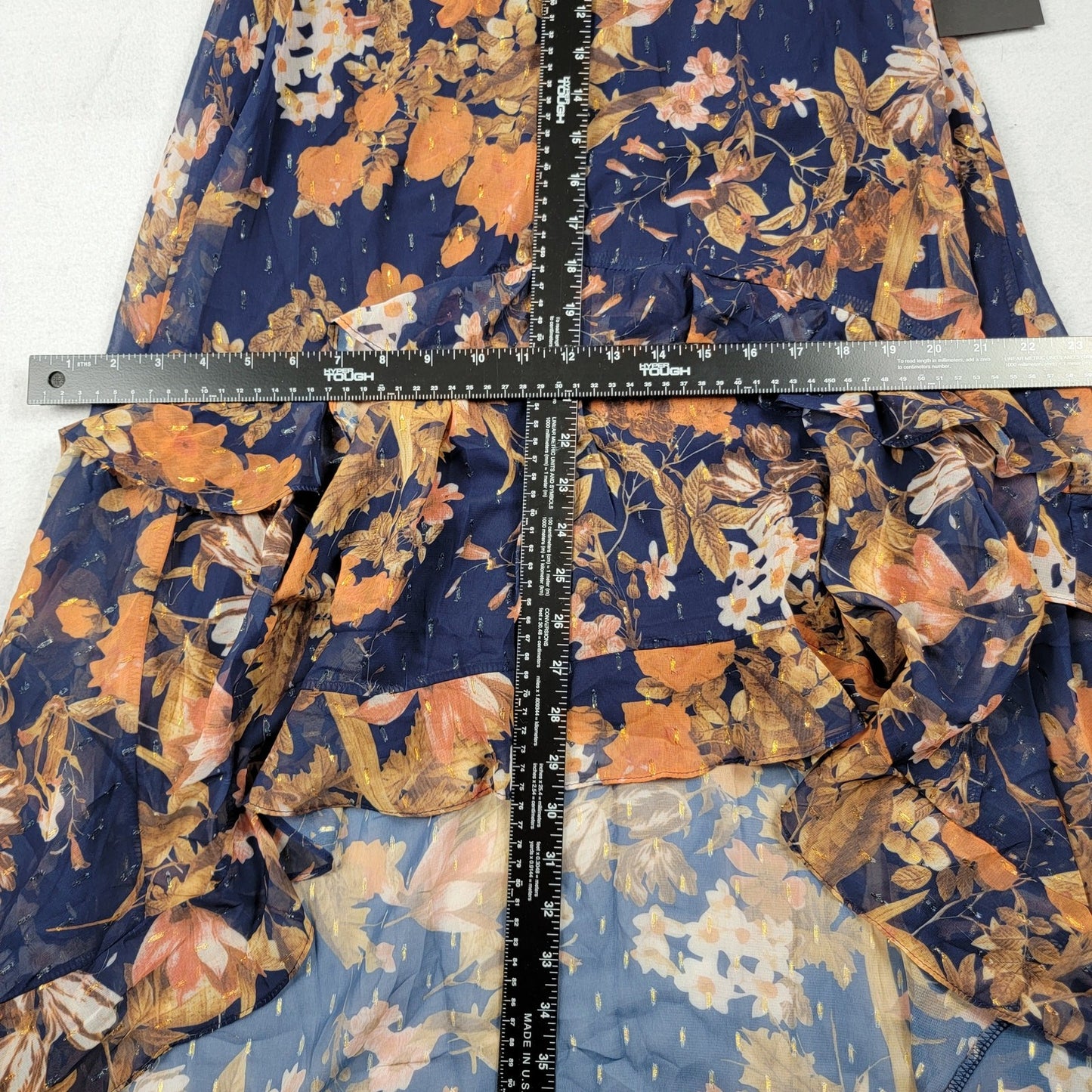 Lulus Stunning Favorite Navy Blue Floral Ruffled High-Low Maxi Dress