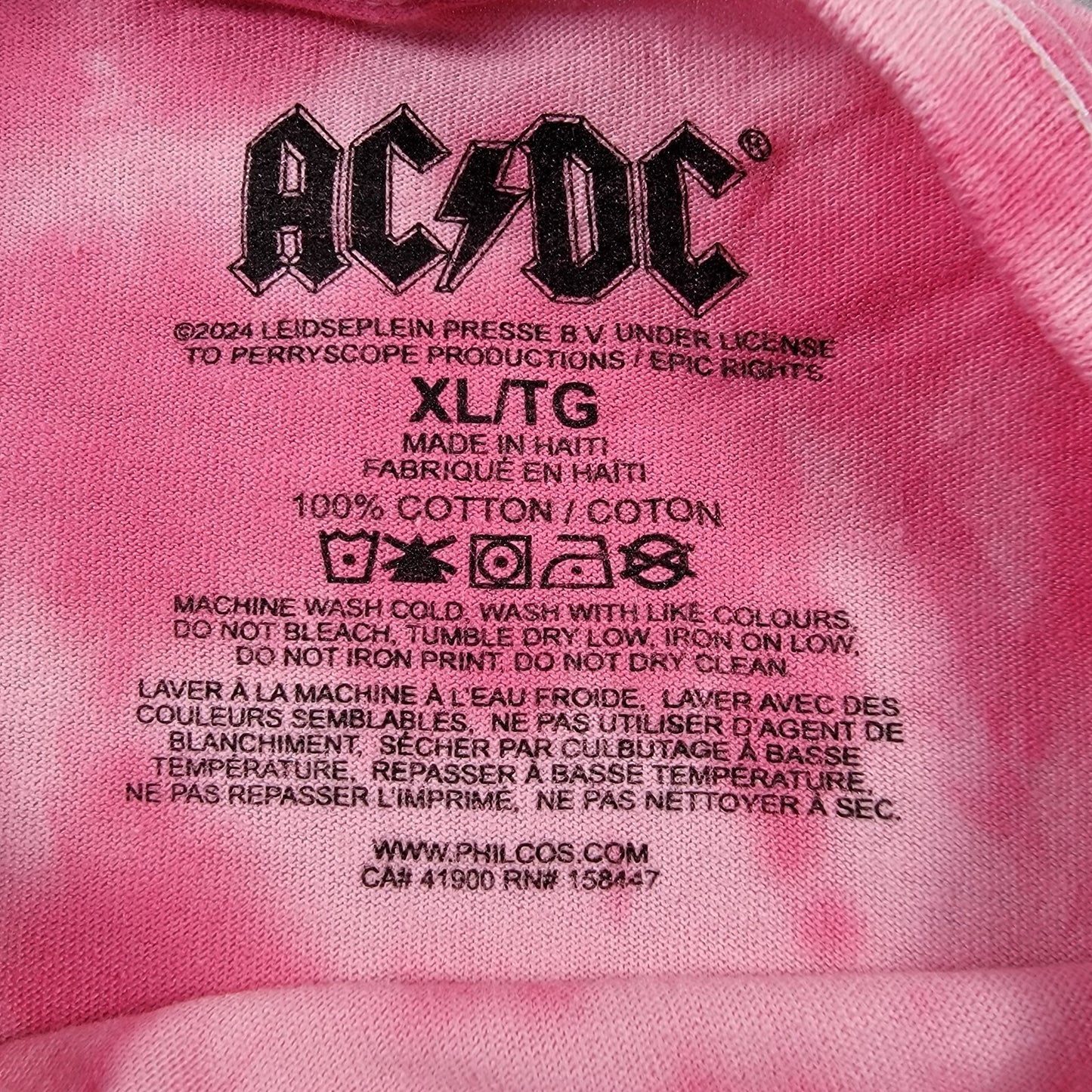 AC/DC Highway to Hell Pink Tie Dye T Sz XL