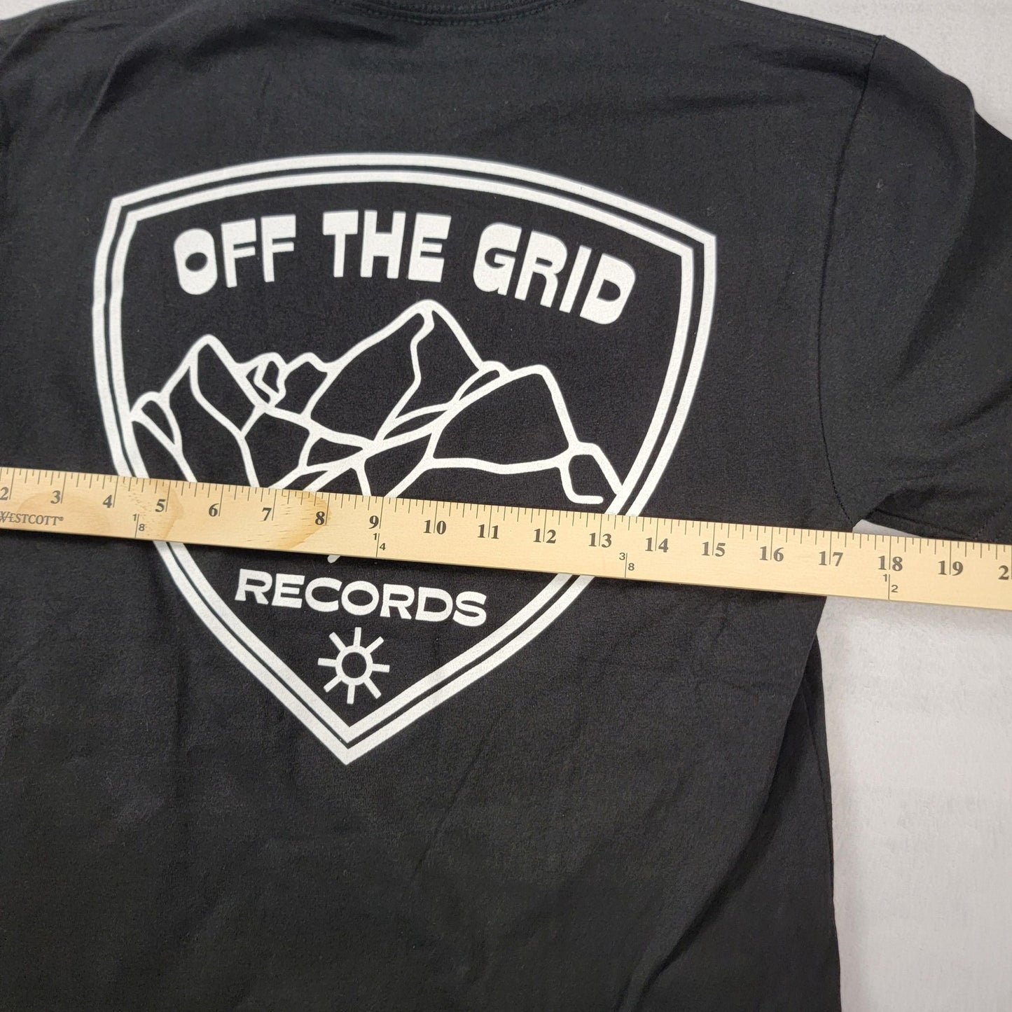 Off The Grid Records Shirt Small Black Graphic Back Print Music Label
