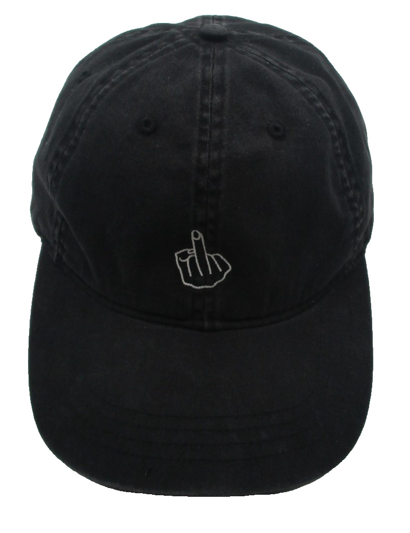 Middle Finger Hat Cap Strap Back Mens One Size Black Cotton Embroidered Funny3