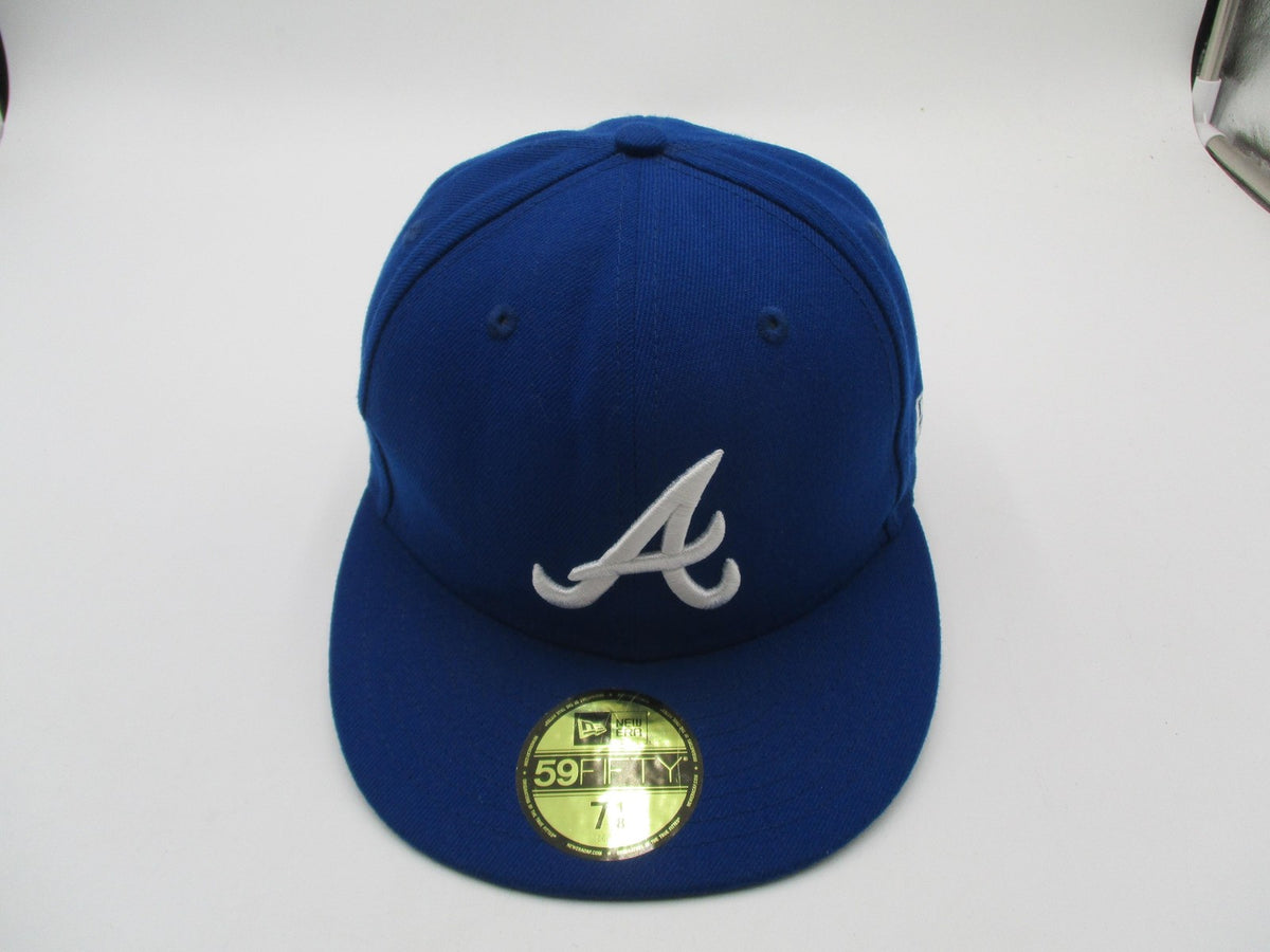 Atlanta Braves Hat Cap Fitted Mens 7 1/8 Blue MLB Baseball 59FIFTY New Era2