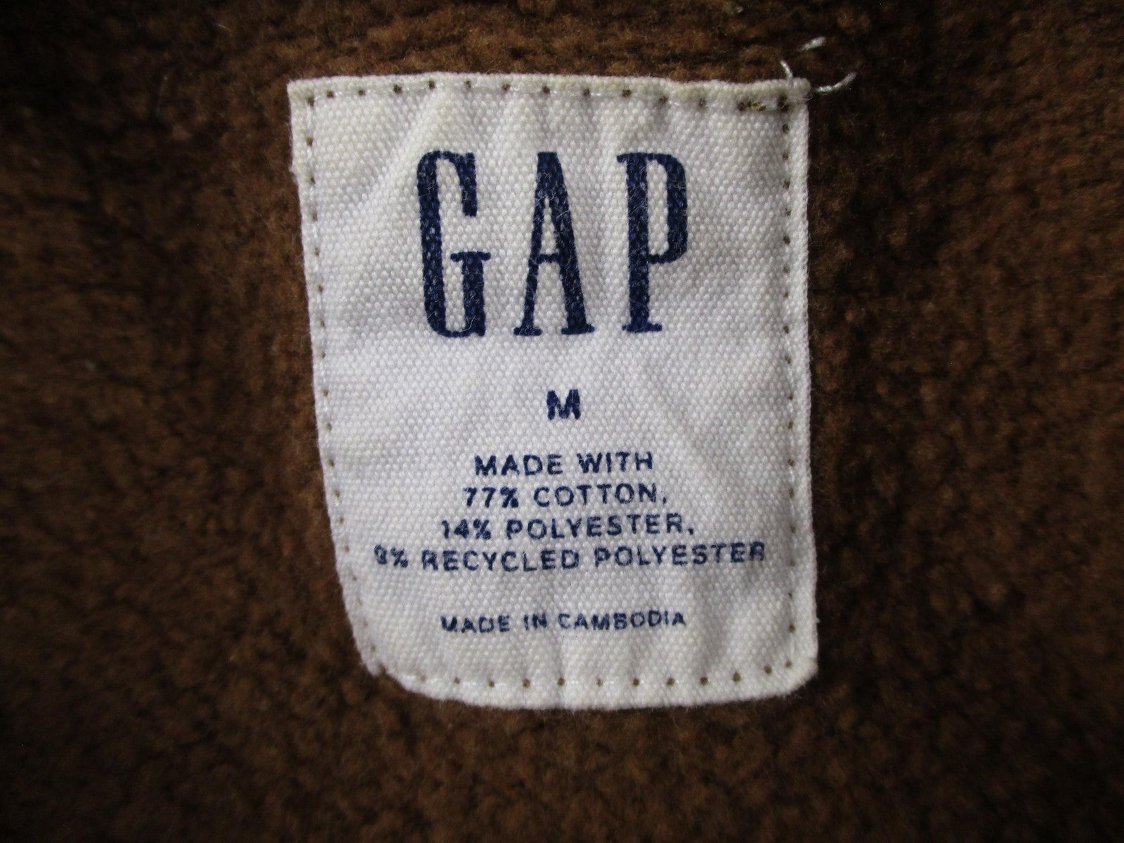 Gap Hoodie Mens Medium Brown Fleece Logo Pullover Sweatshirt Front Applique 17694