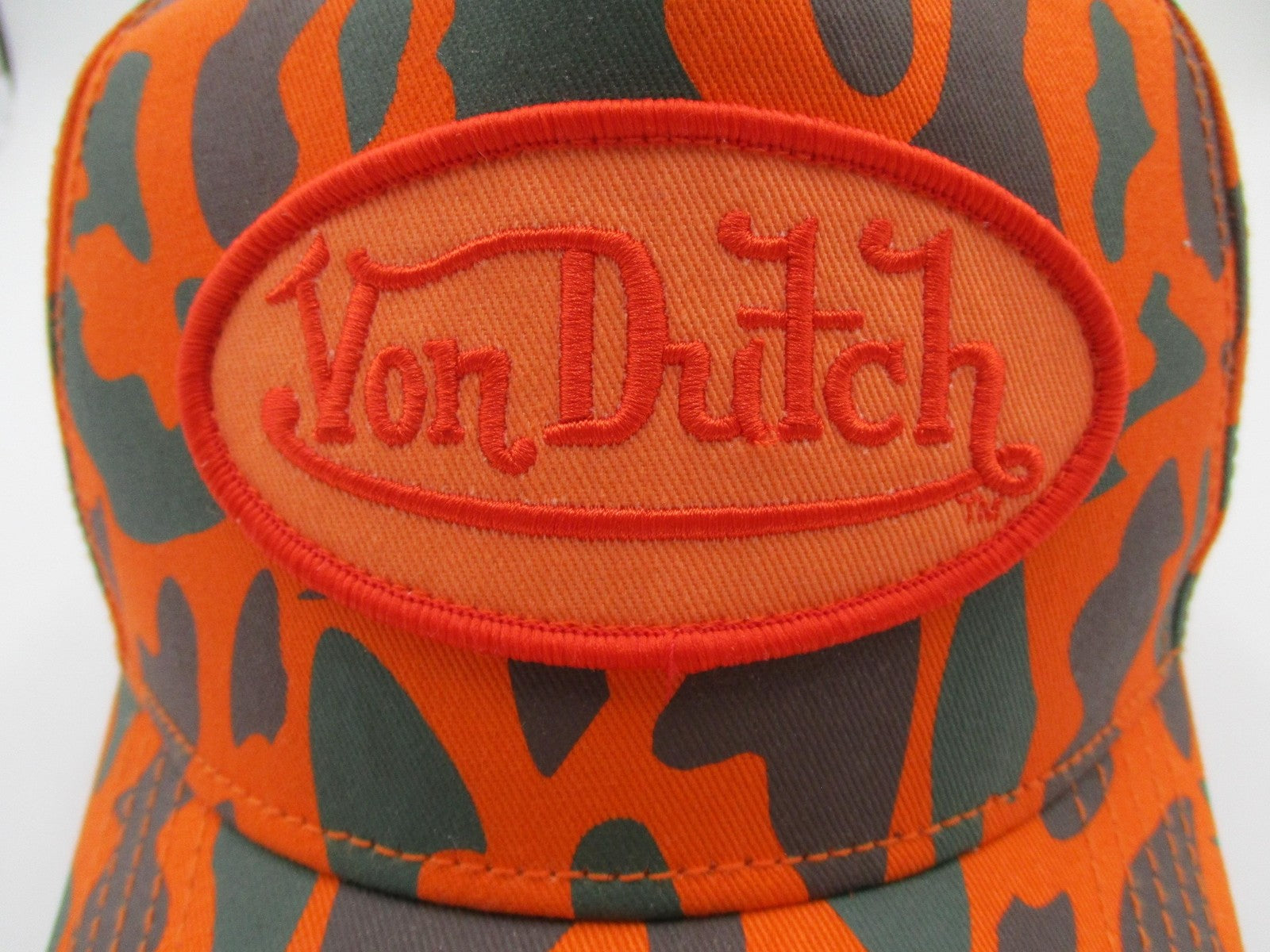 Von Dutch Hat Cap Snap Back Mens One Size Orange Camo Hunting Patch Chris Brown2