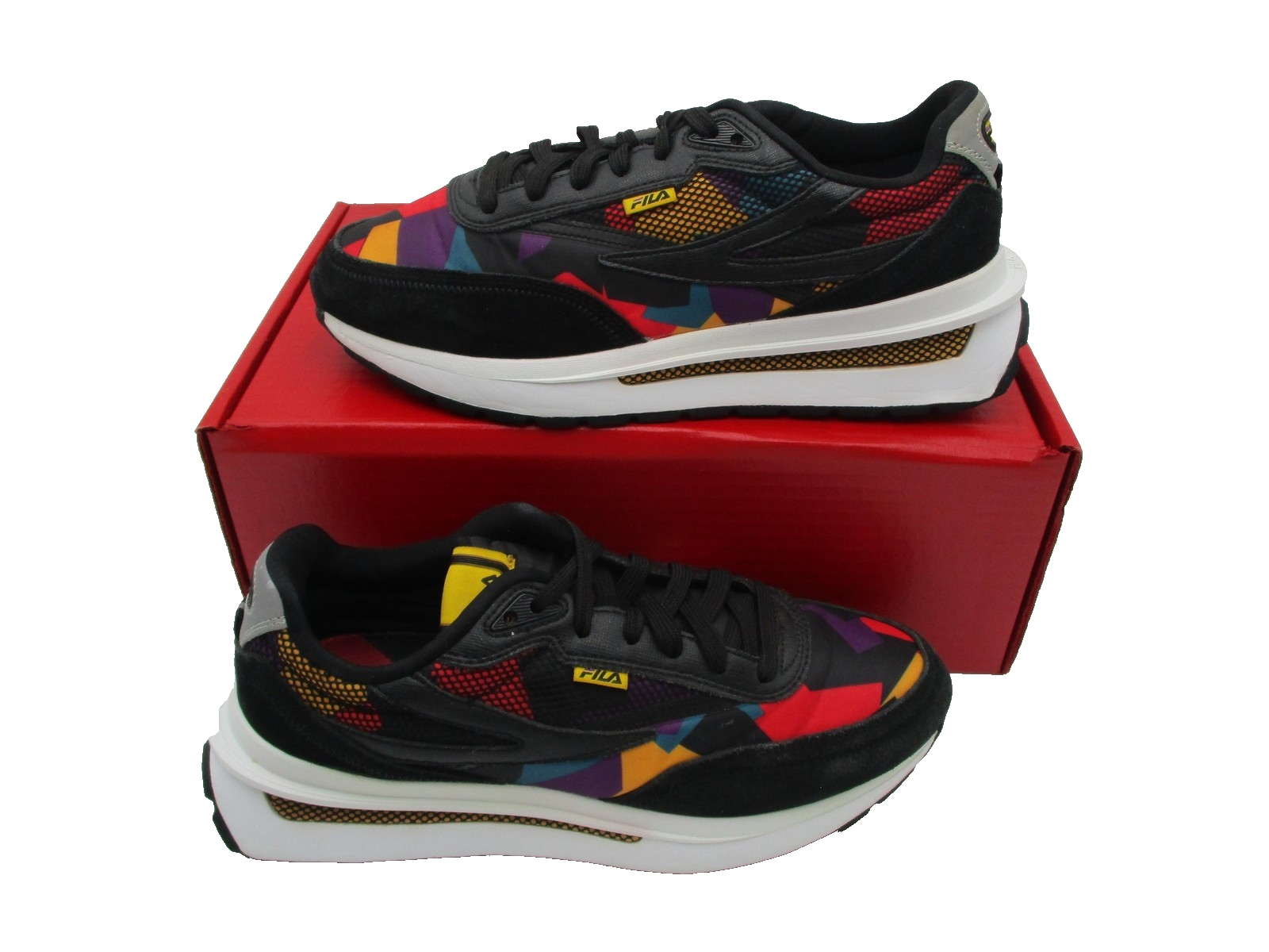 Fila Renno Shoes Mens Size 8 Black Geometric Low Top Sneakers 1CM01283042 1Q52