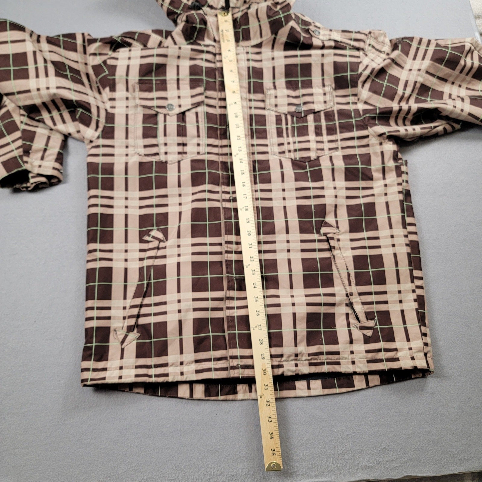 Sessions Terrain Series RECCO Plaid Snowboard Ski Jacket Men’s XL Brown Beige14