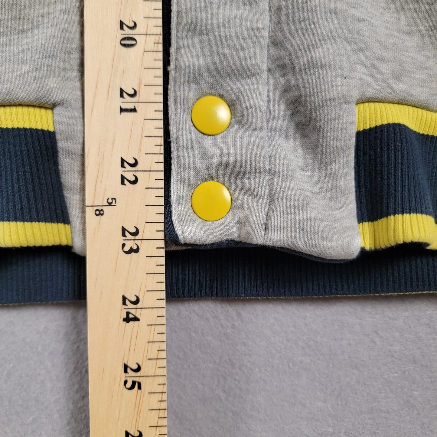 Kappa Men’s Varsity Jacket Gray Navy Yellow Trim Full Snap Front Size XL