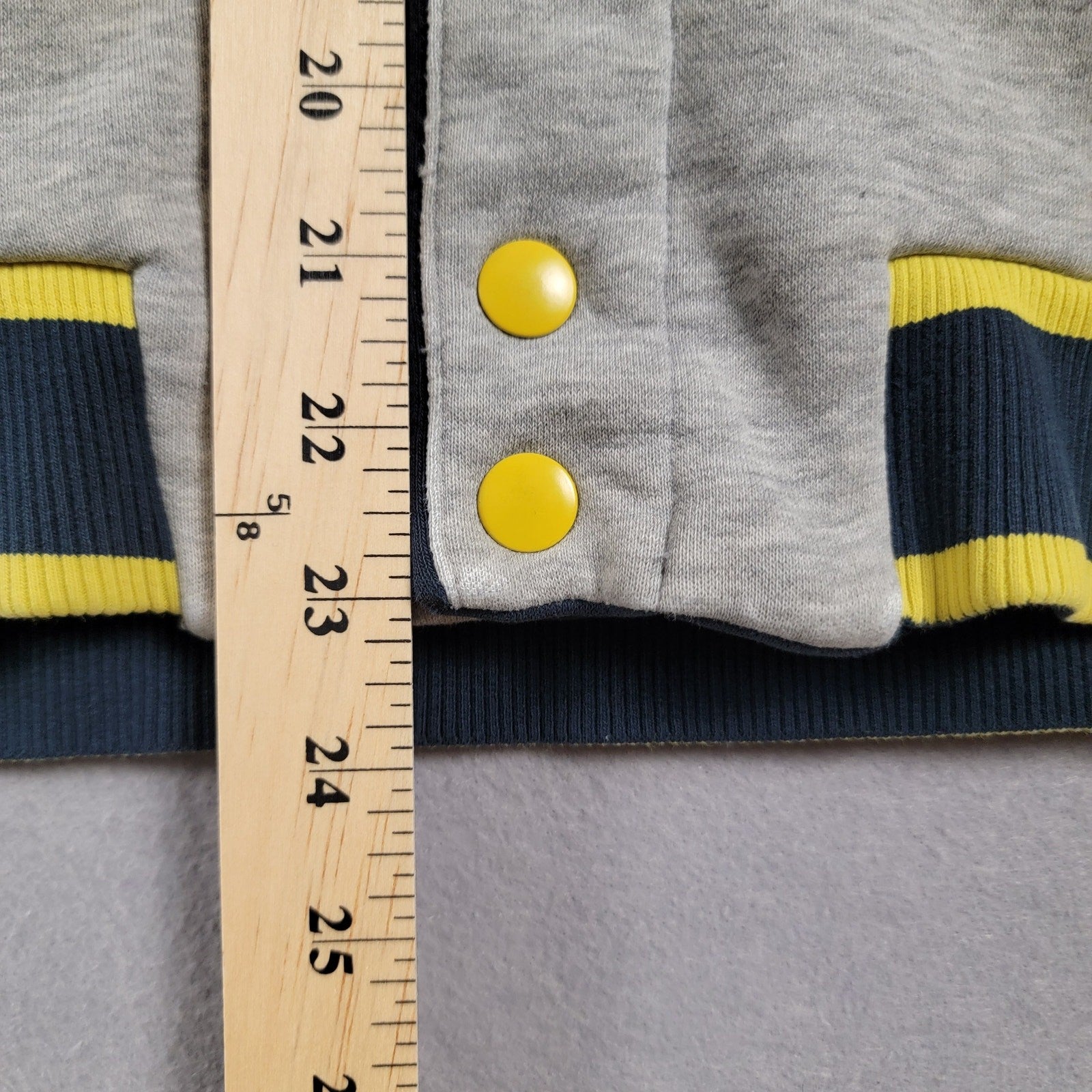 Kappa Men’s Varsity Jacket Gray Navy Yellow Trim Full Snap Front Size XL