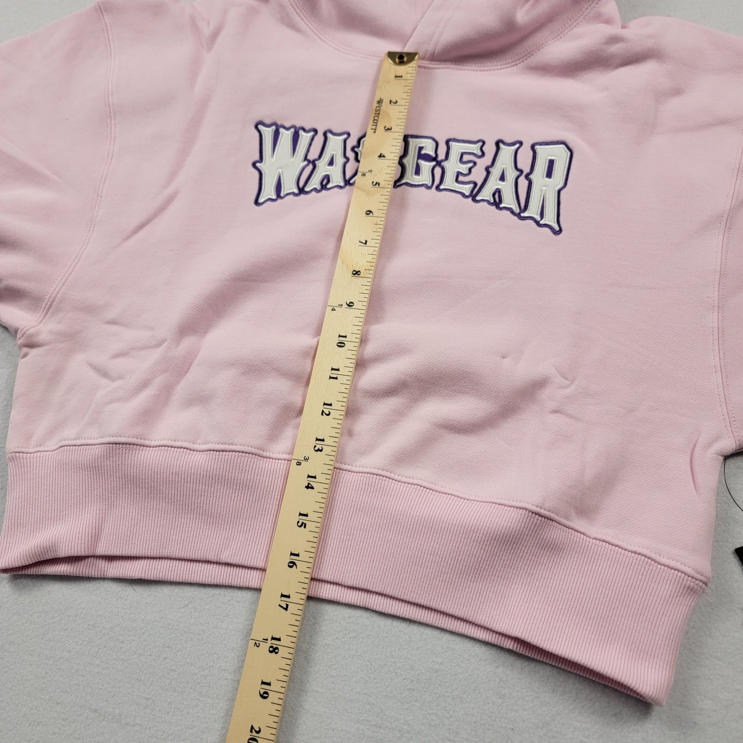 RawGear Pink Cropped Hoodie L Womens WarGear Logo Embroidered NWT
