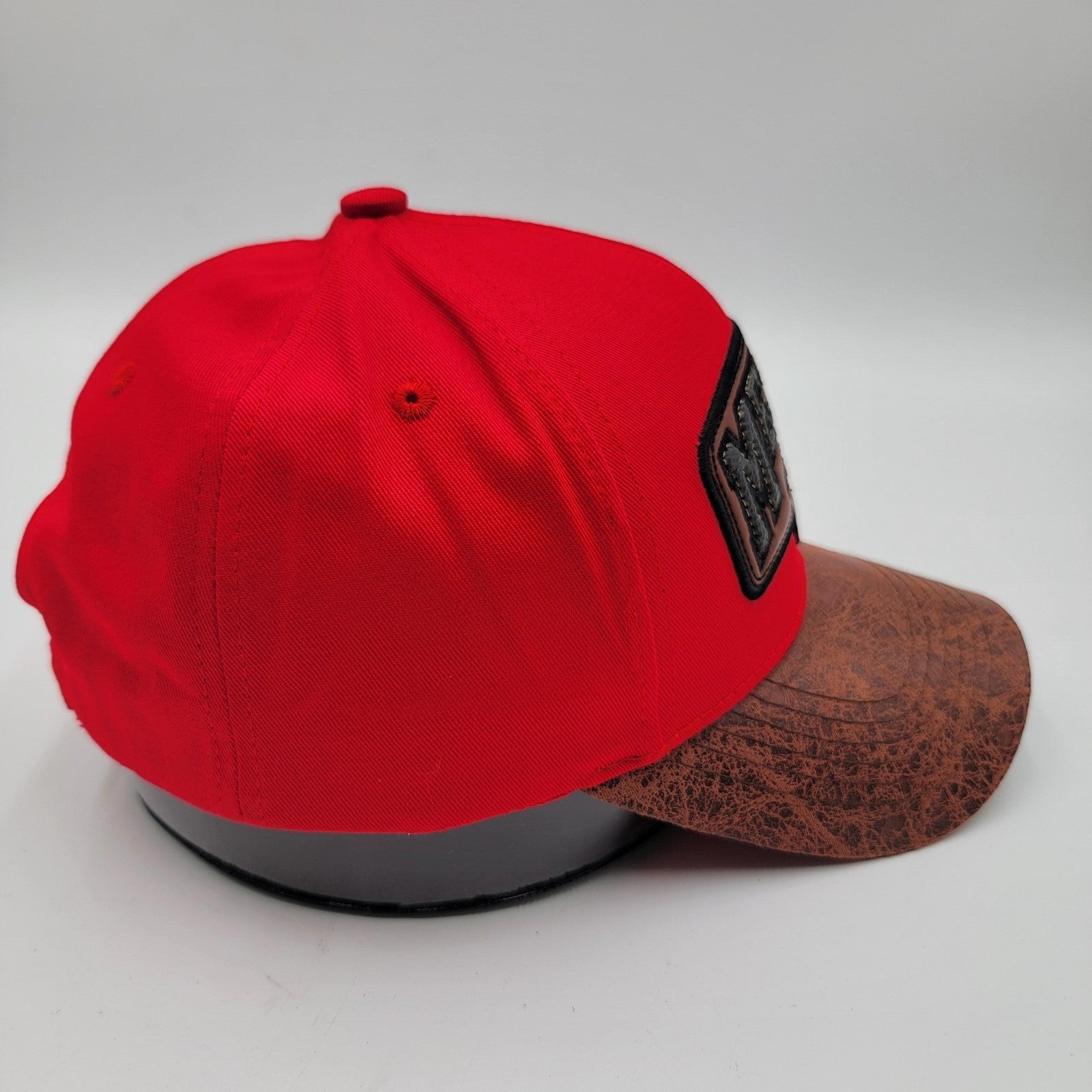 Mexico Hat Cap Strap Back Red Brown Distressed Bill Embroidered Patch Mens3