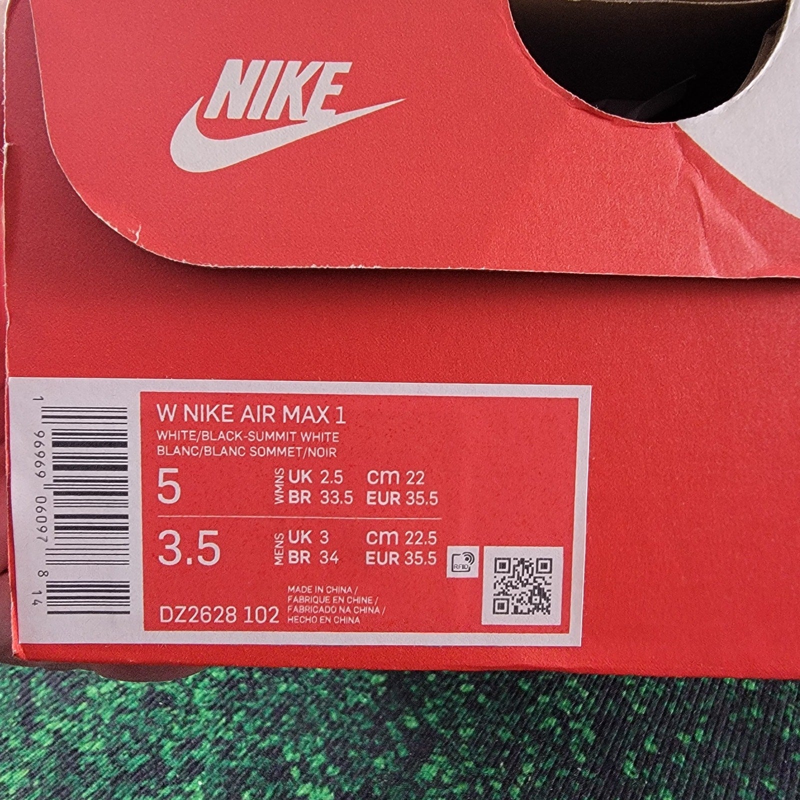 WMNS NIKE AIR MAX 1 WHITE-BLACK-SUMMIT WHITE SZ 5 [DZ2628-102]8