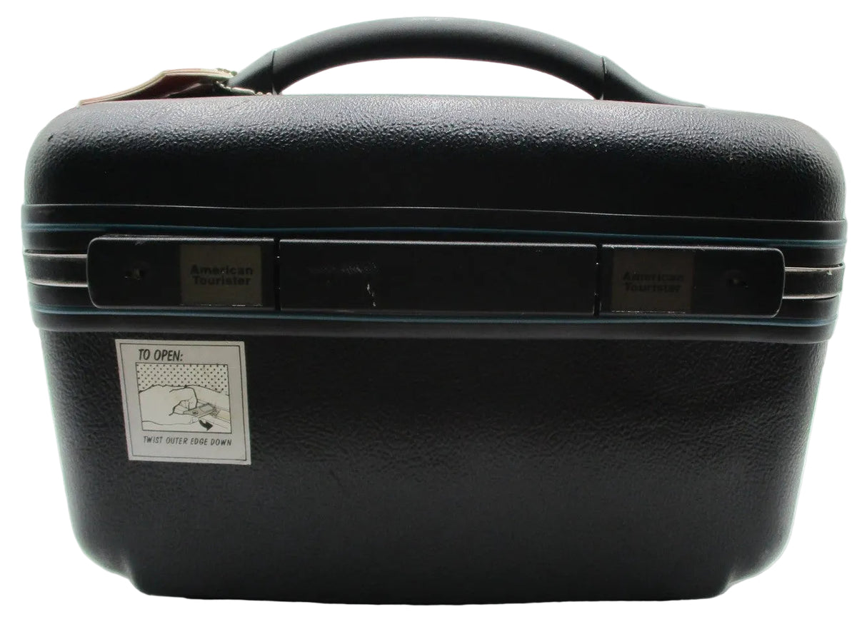 American Tourister Black 13" Hard Train Case Locking Women Cosmetic Makeup Bag0