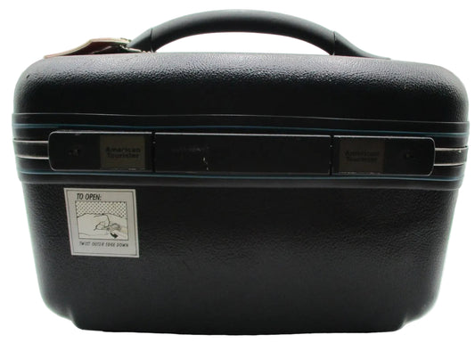 American Tourister Black 13" Hard Train Case Locking Women Cosmetic Makeup Bag0