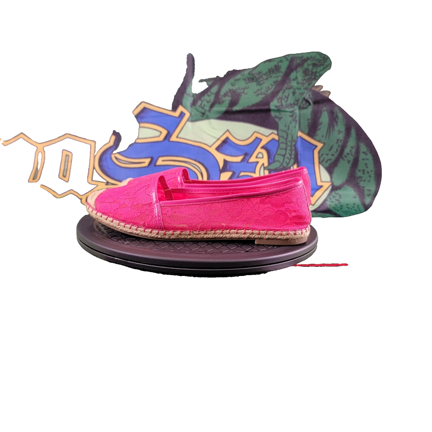 Jennifer Lopez Pink Lace Espadrille Flats Women’s Size 8 Preowned w/ Box3