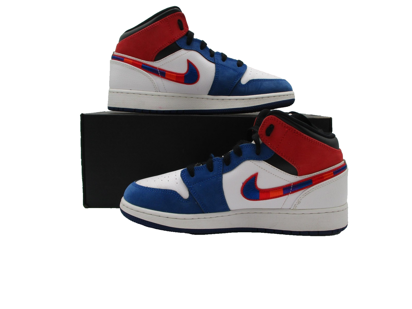 Nike Air Jordan 1 Mid SE Shoes Youth Size 6.5Y MultiColor Swoosh BQ6931146 1E52