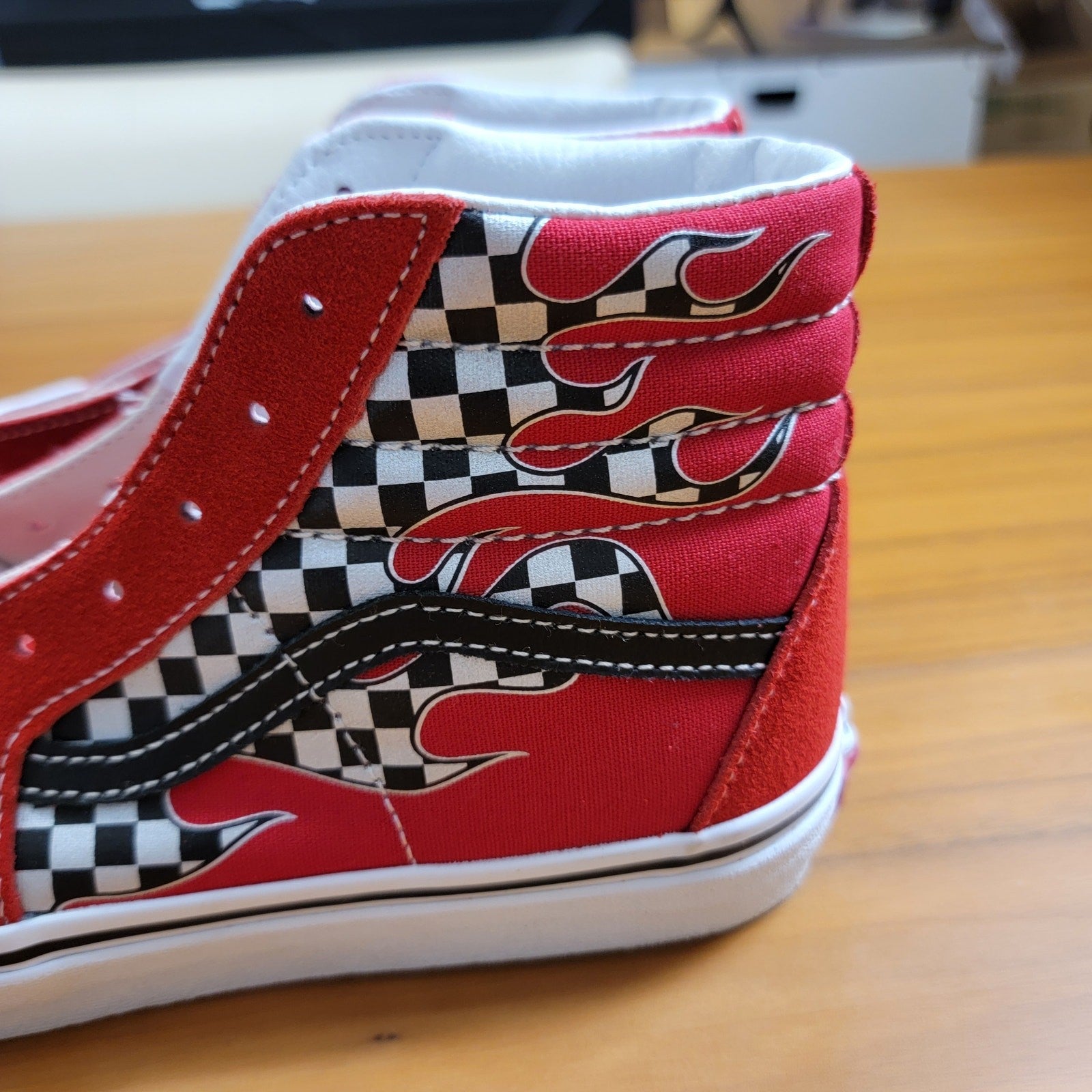 Vans Sk8Hi Reflect Check Flame Red Sneakers Sz 7 VN0A4UI2IZQ