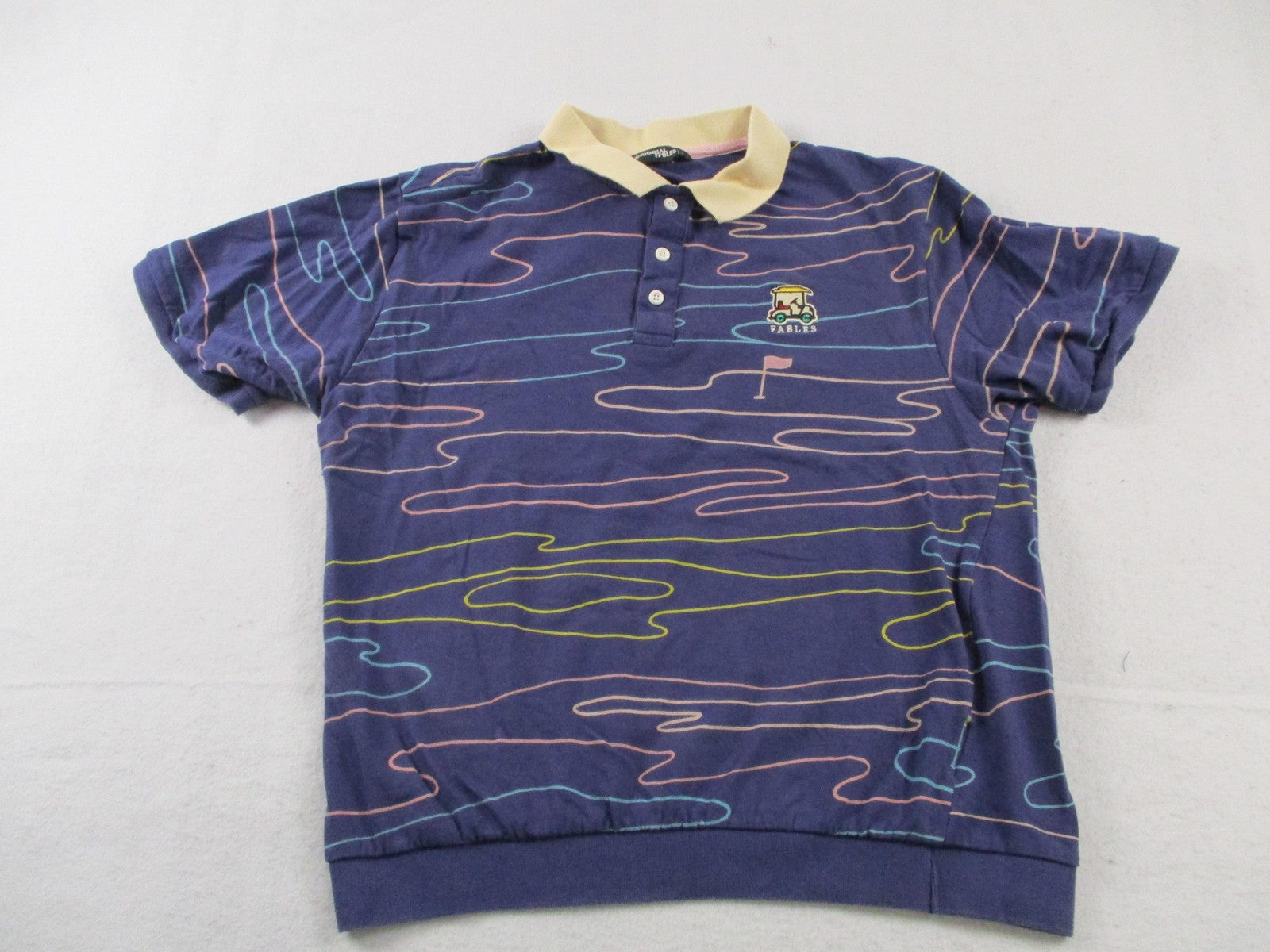 Original Fables Sweatsuit Set Mens XL Blue Golf Cart Flag Graphic Polo Shorts1