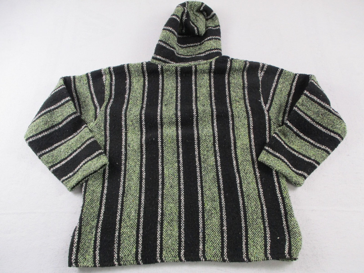 Sunspecs Hoodie Mens Medium Green Black Striped Pullover Knit Baja Pocket1