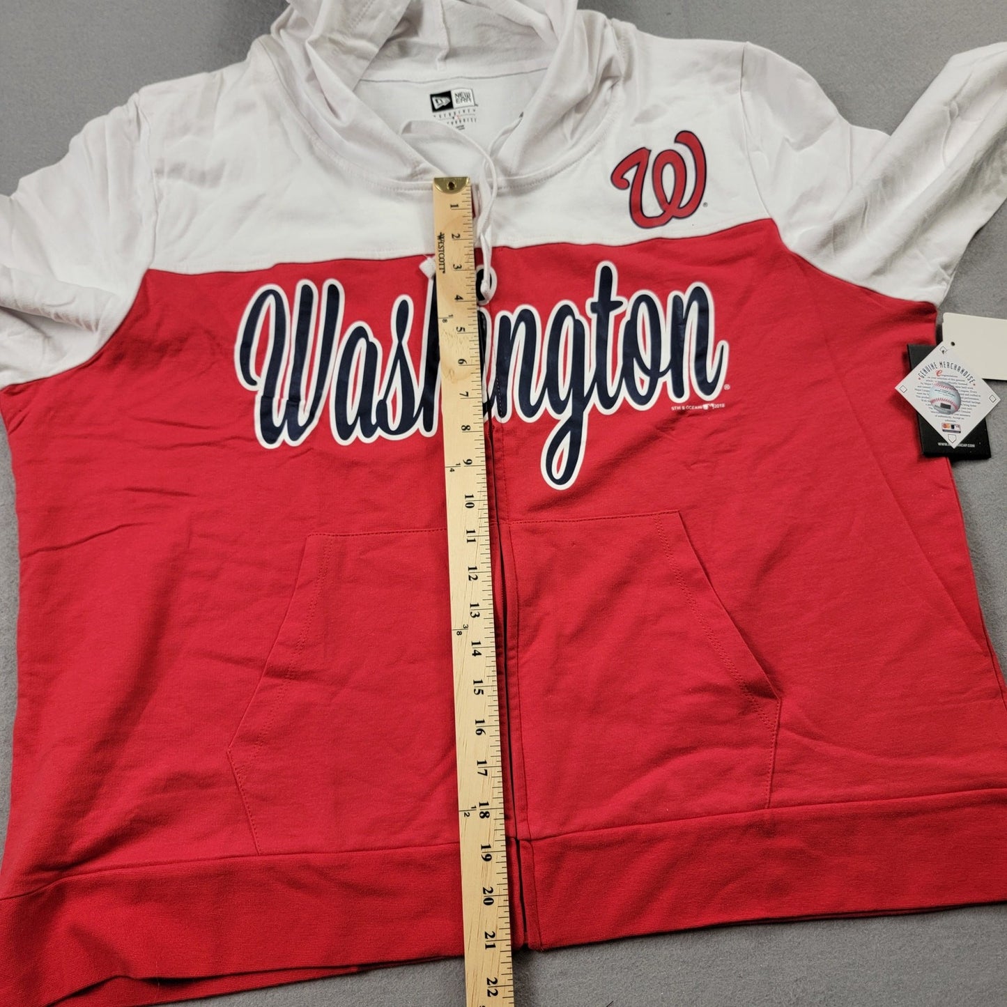 New Era MLB Washington Nationals Hoodie Mens 2XL Red White ZipUp Sweatshirt 5188