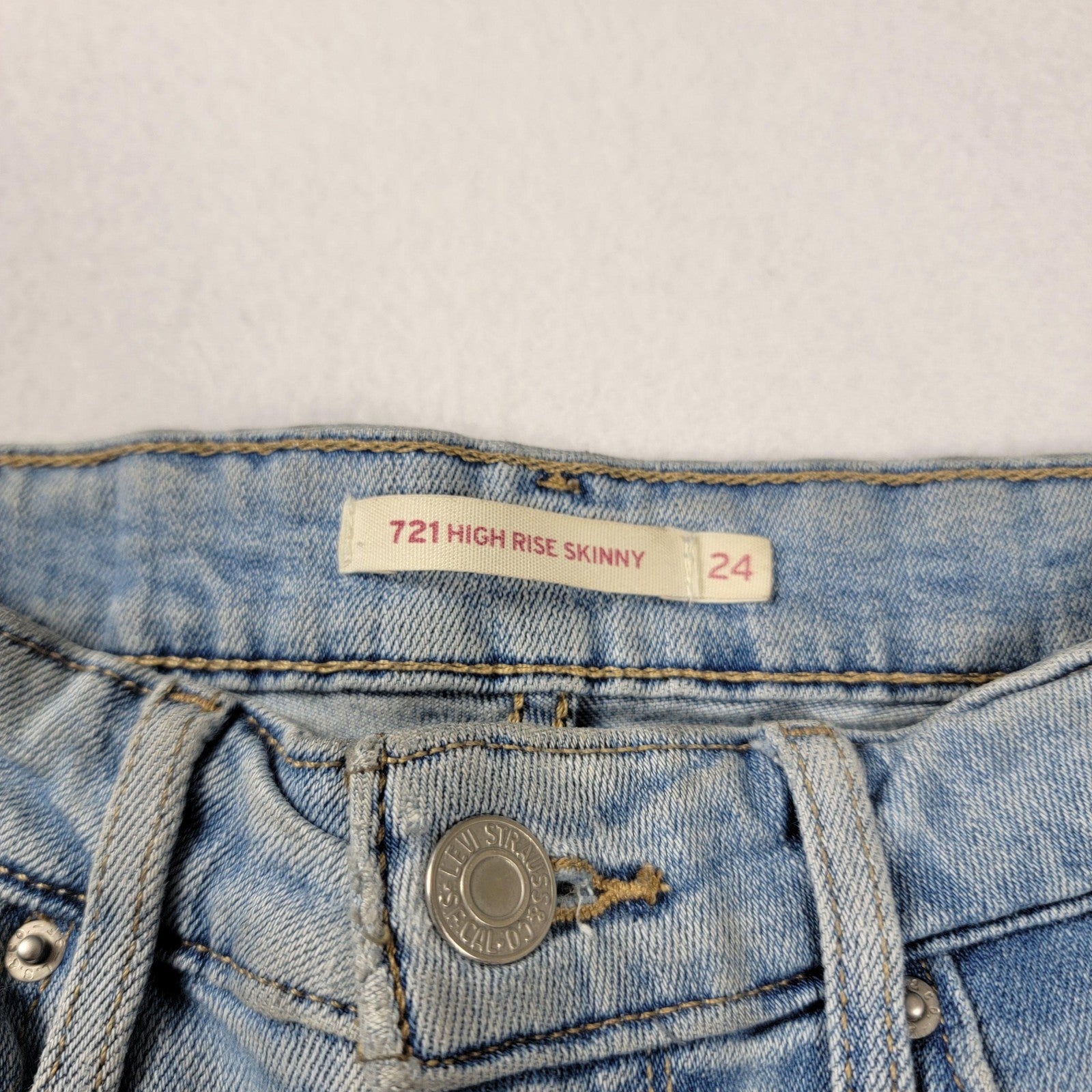 Levis 721 High Rise Skinny Jeans Womens 24 Blue Light Wash Stretch Casual